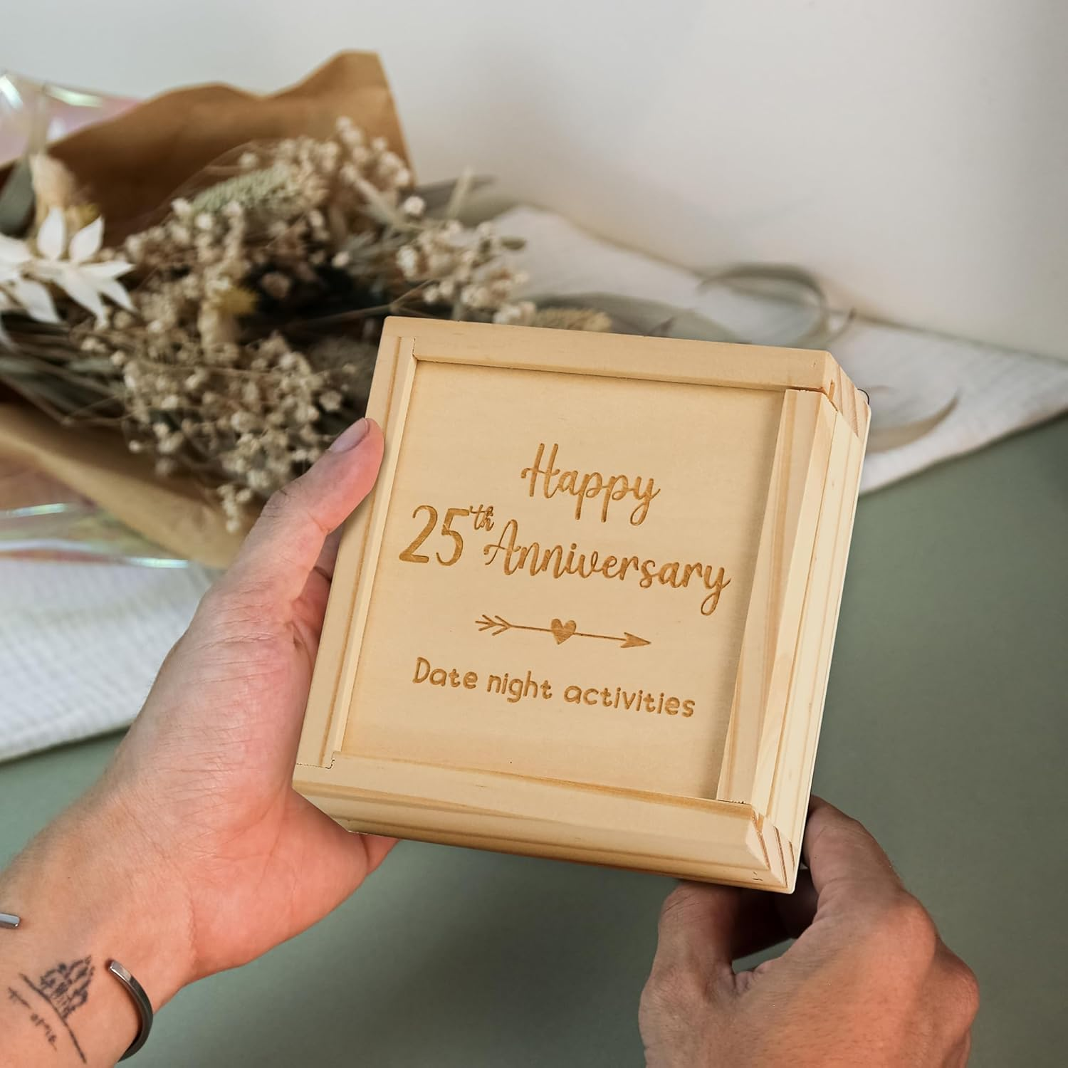 25 Year Anniversary Wood Gifts for Him Her - 25 Year Wedding Anniversary Keepsake Gifts for Wife Husband, Happy 25Th Anniversary Marriage Present for Men Women image number 2