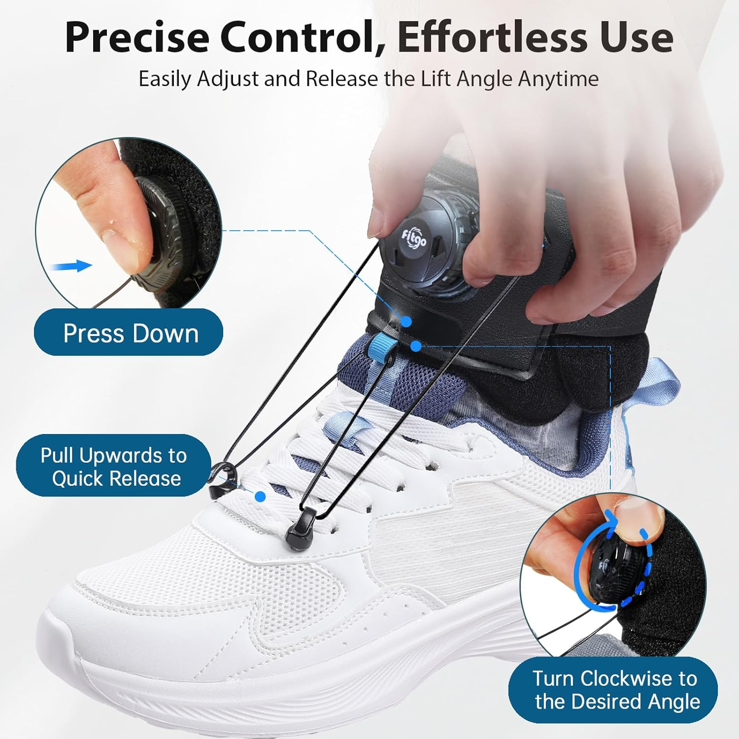 AFO Foot Drop Brace for Walking with Shoes, Upgraded Dial & Thicker Replaceable Wire for Adjustable Dorsiflexion, Ankle Support for Men & Women image number 2