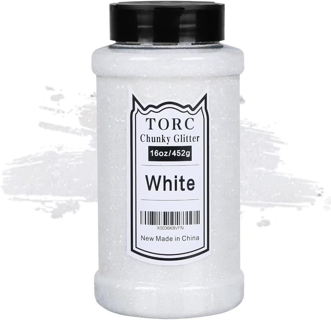 TORC White Chunky Glitter 1 Pound 16 OZ Glitter for Resin Crafts Tumblers Cosmetic Makeup Nail Art Festival Decoration image number 6