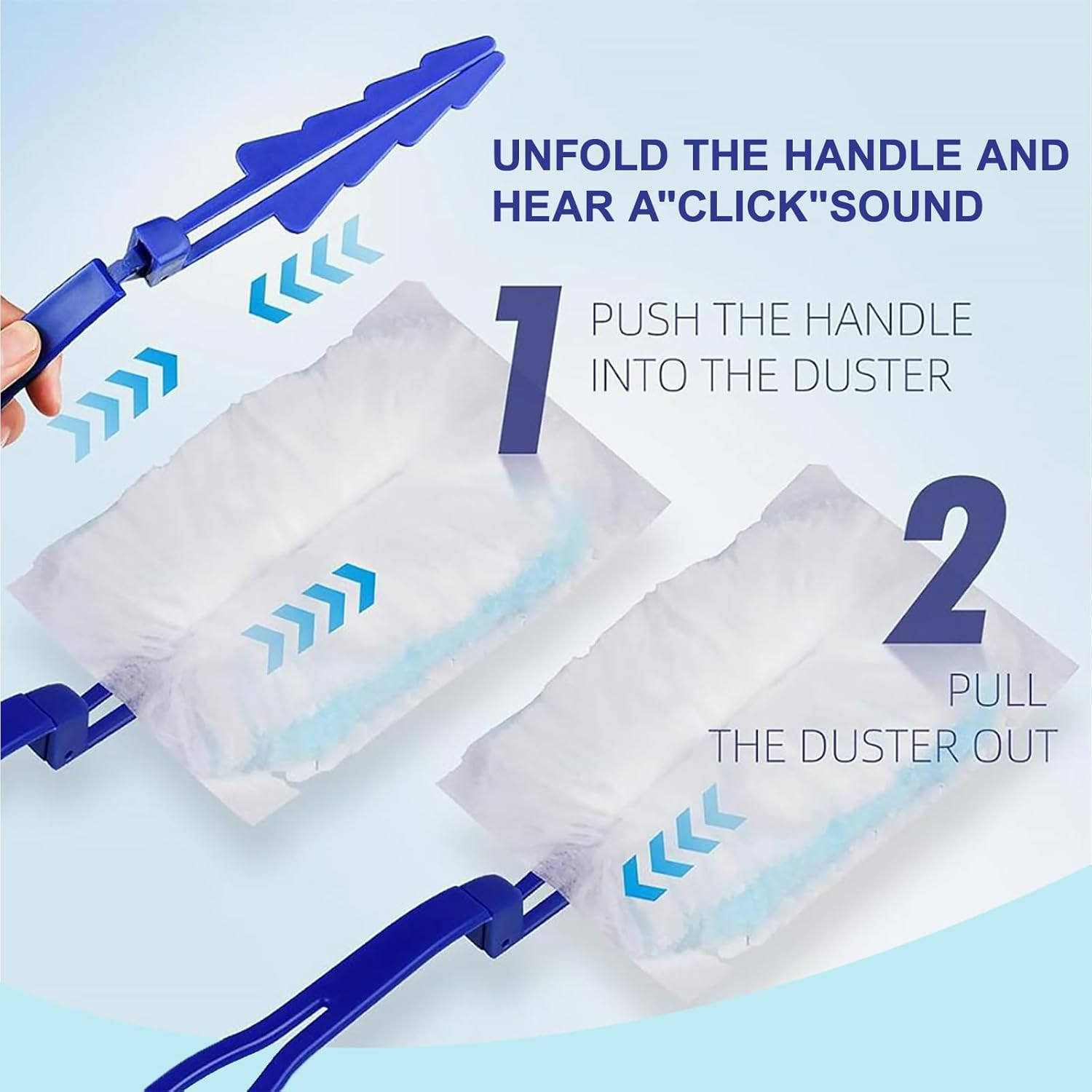 20 Pcs Flash Dust Magnet Refill with Handle,Fluffy Dusters Refills Replacement Duster Head for Cleaning,Blue Disposable Flash Dust Magnet Refills for Home and Car Cleaning image number 1