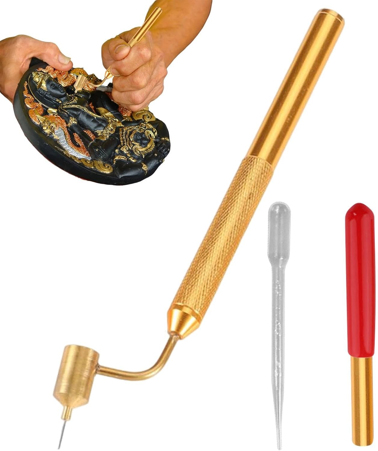 Fine Painting Pen | Detailing Fine Fluid Applicator Pen | Precision Touch up Paint, Perfect for Rock Chips and Scratch Repair, Brass Construction