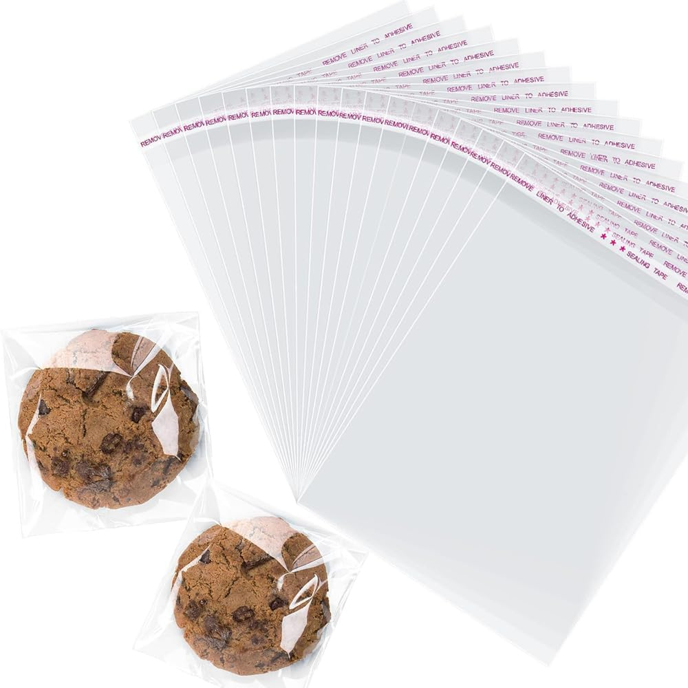 200Pcs Clear Cookie Bags 5X7 Inch, Self Adhesive Resealable Biscuit Cellophane Bag for Gift Giving, Packaging Cookies, Party Faver image number 4