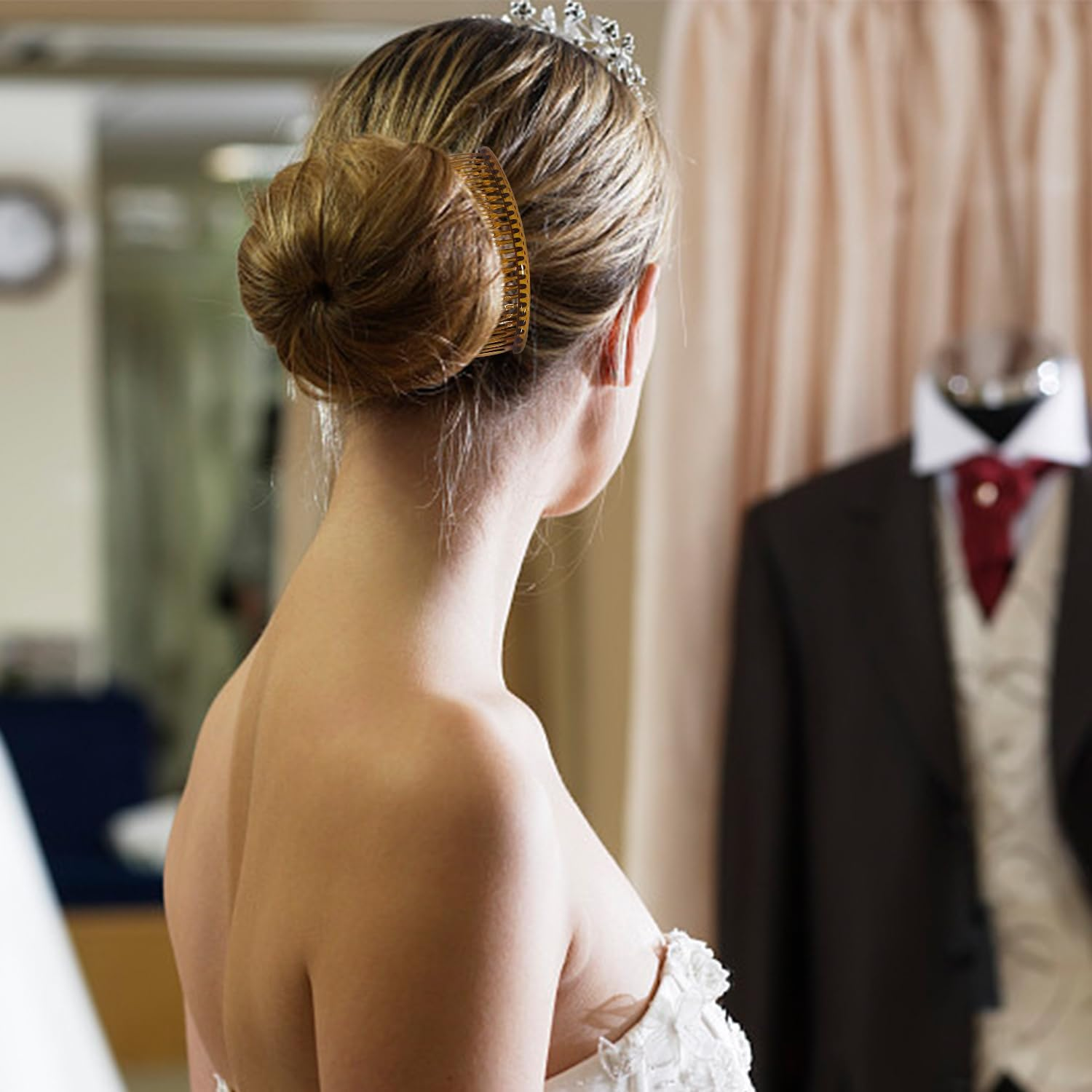 4 Pieces Plastic Insert Comb, Fixed Hairpin for Hairstyle, Hair Chop Finishing Tool, French Ladies Side Hair Comb (Black, Brown) image number 3