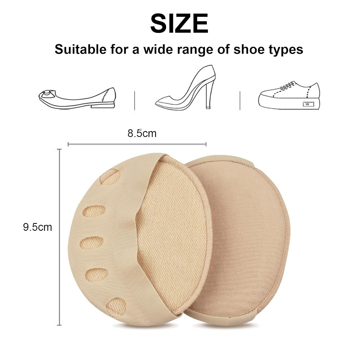 Ball of Foot Cushions for Women and Men, 5 Pairs Metatarsal Pads for Women, Reusable Invisible Socks Forefoot Pads, Ball of Foot Metatarsal Pain Relief Pad for Working, Running, Dancing (Multicolor-5, One Size) image number 1