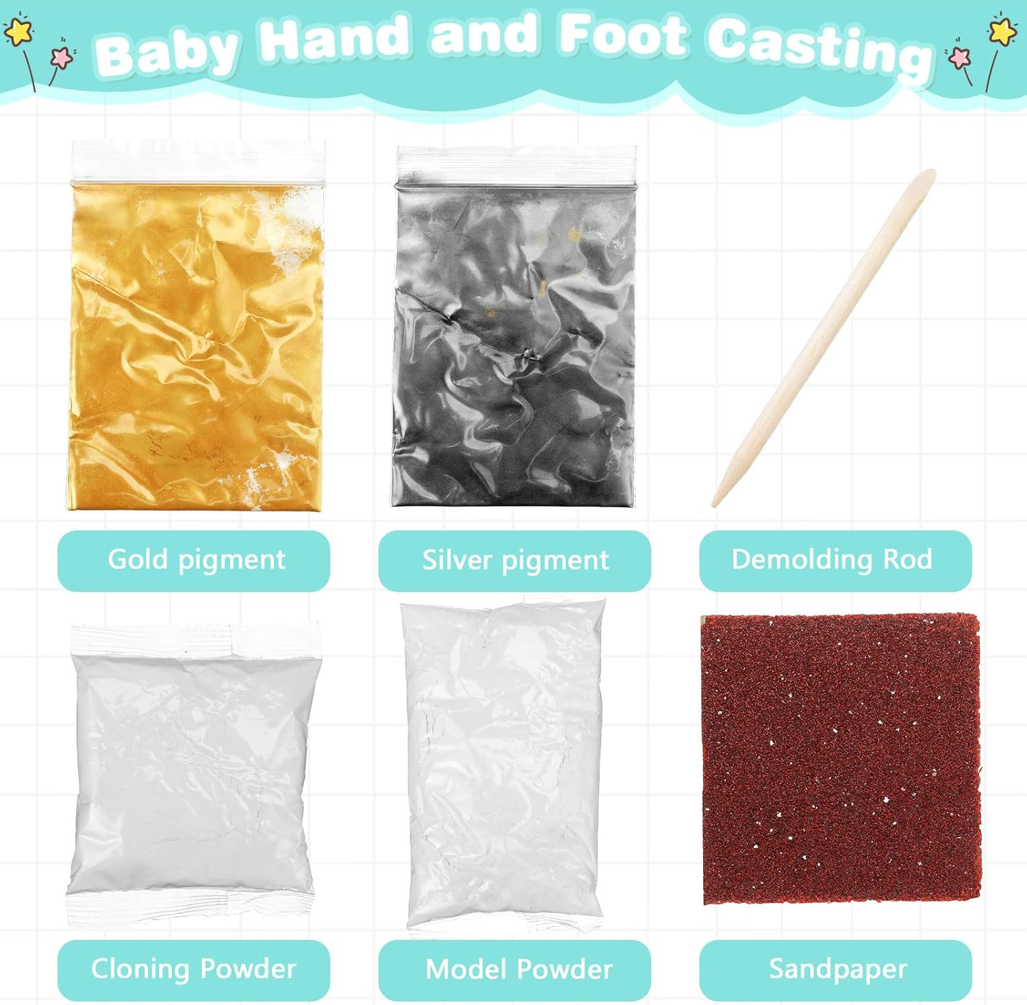 DOITOOL Baby Keepsake Hand Casting Kit Infant Hand and Foot Molding DIY Keepsake for First Birthday Christmas Baby Shower Party Newborn New Mom Gifts image number 3