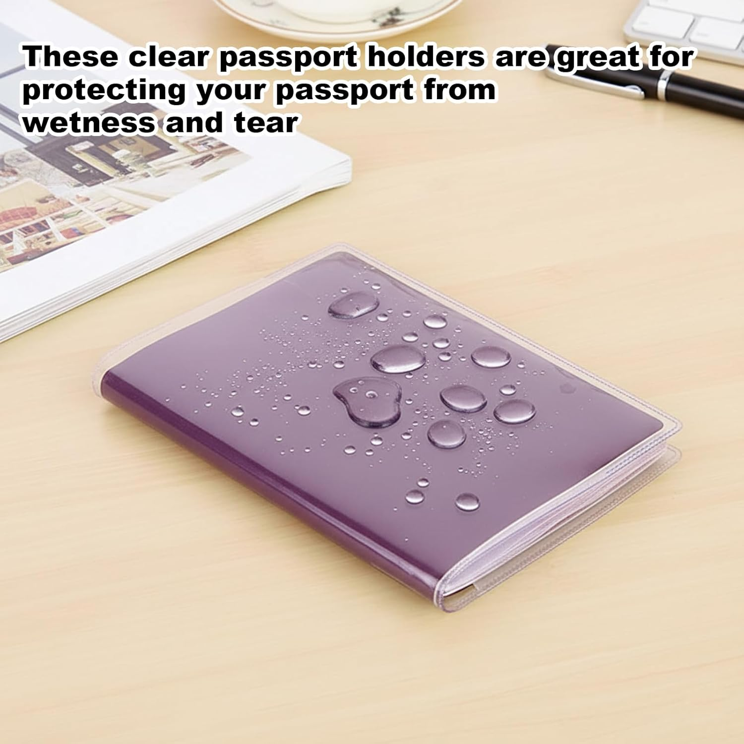Passport Sleeve, 6 Pack Clear Passport Cover with Card Slots, Travel Passport Holder for Organising ID and Credit Cards, 18.5 X 13.5 Cm
