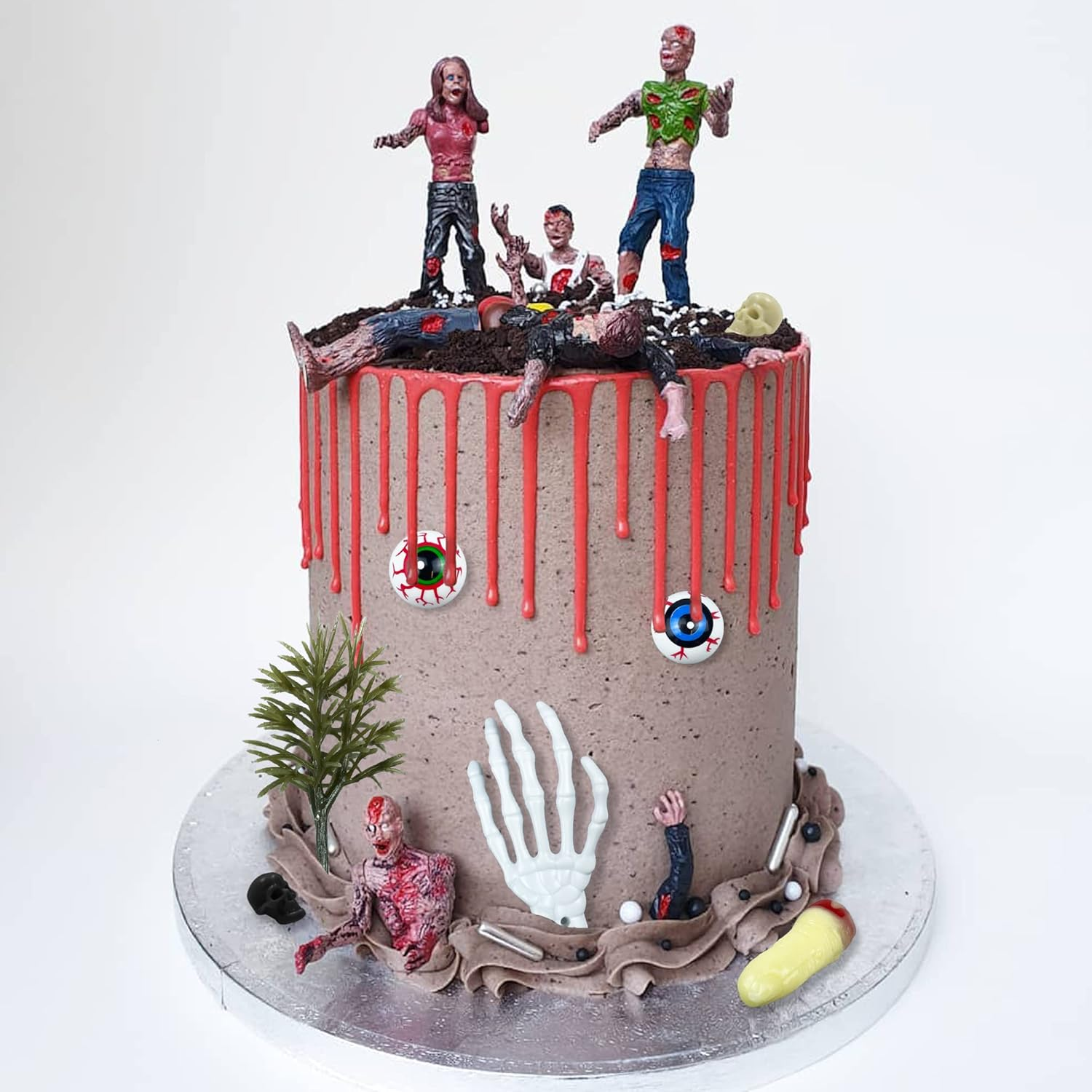 17 PCS Zombie Cake Decoration Toppers and Figures - Themed Party Decorations for Birthday and Wedding Cake image number 3
