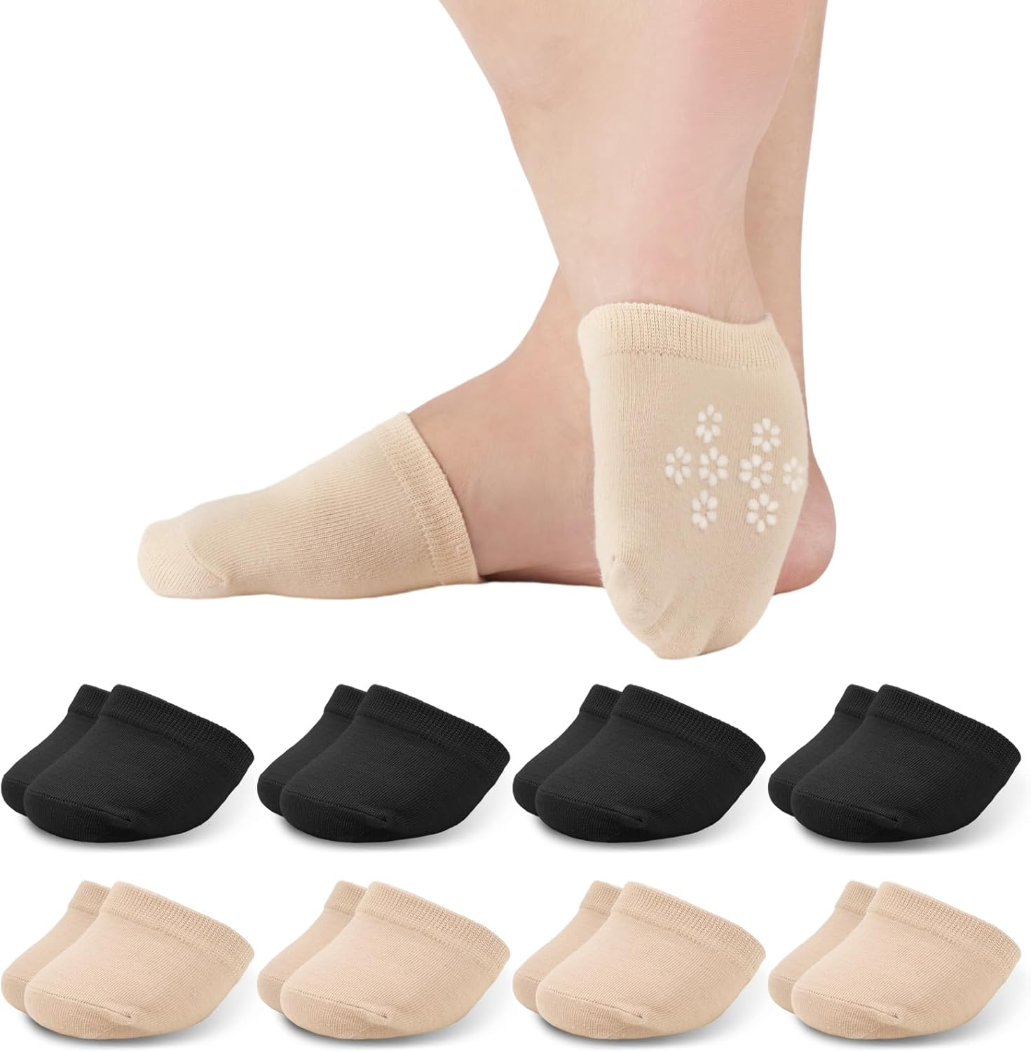 8 Pairs Toe Topper Socks Women No Show, Half Socks Women Seamless Grip Non Slip, Women Socks Toe Socks for Slingback Shoes