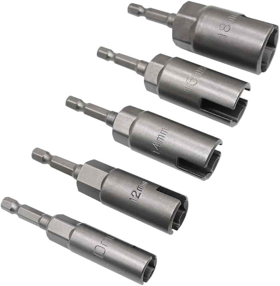 Saipe 5 PCS Power Wing Nut Driver Set with 1/4 Inch Hex Shank Slot Wing Nuts Drill Bit Socket Wrenches Tools Set for Panel Nuts Screws Eye C-Hook Bolt, Q-Hanger (10/12/14/16/18Mm) image number 2