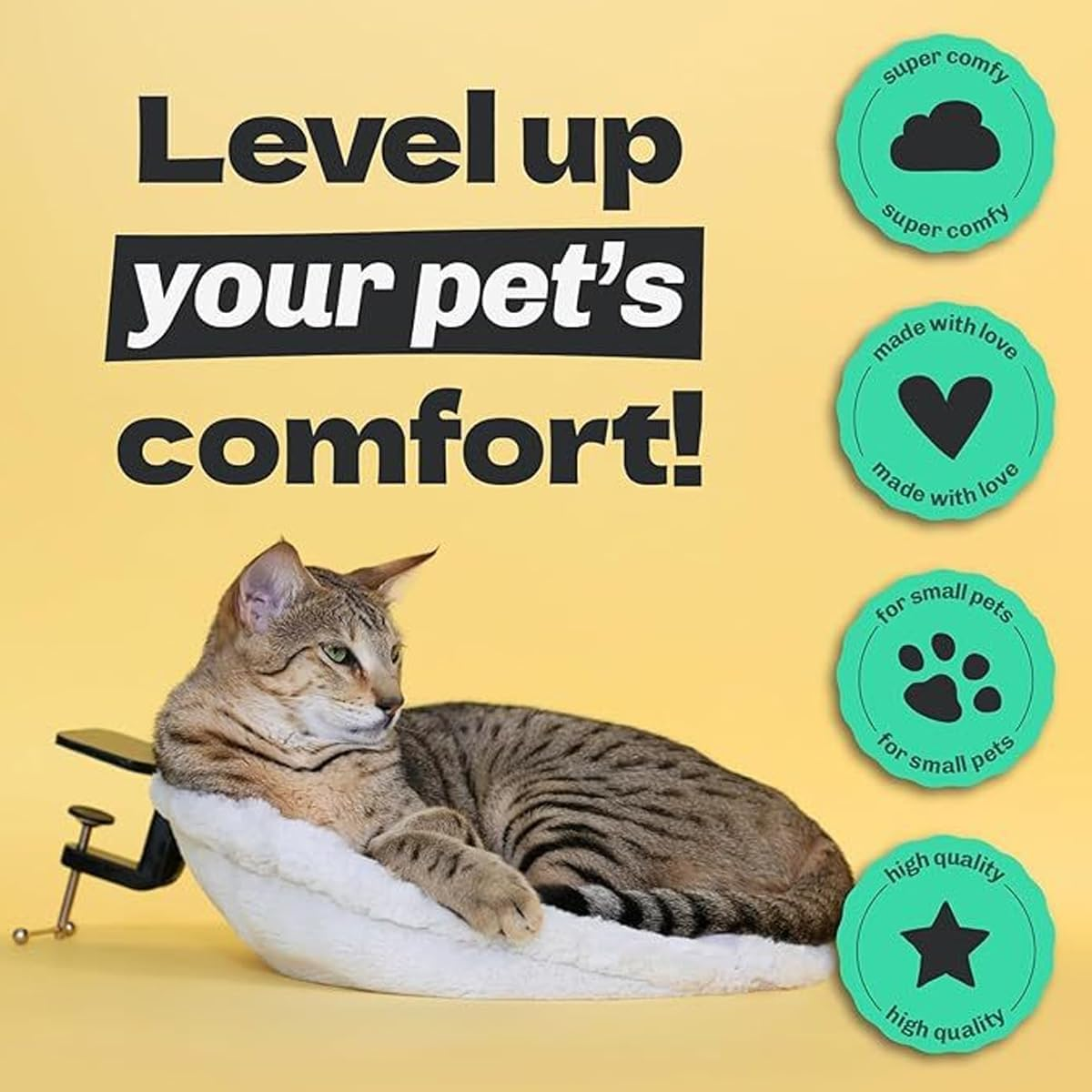 AIMALL Adjustable Desk Cat Hammock, Ergonomic Space-Saving Cat Bed with Comfortable Soft Material for Kittens & Small Pets - Rotating, Easy to Install, Space-Efficient Pet Supplies image number 1