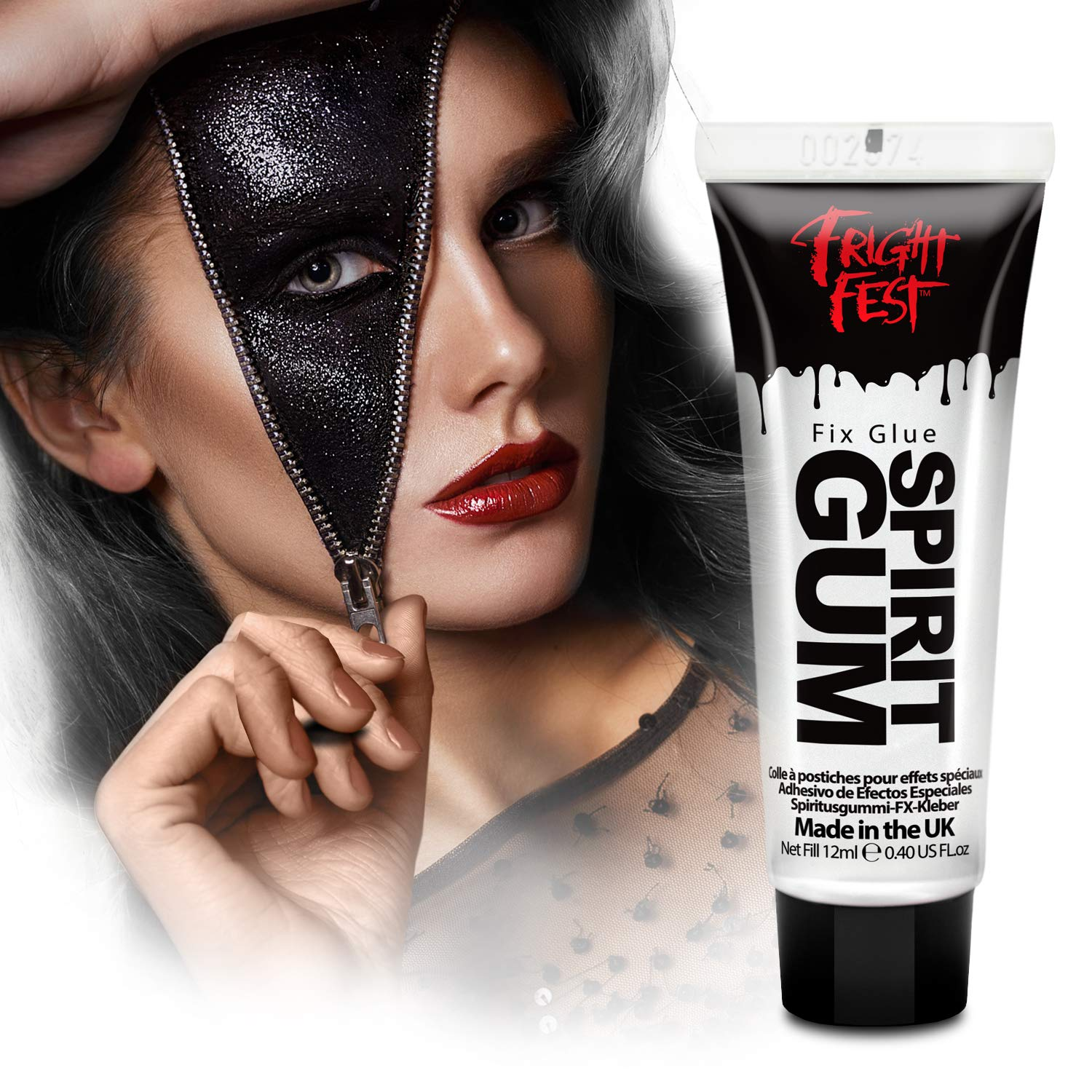 Fright Fest Mastix Spirit Gum Glue Adhesive 12Ml Cosmetic Grade Fix Prosthetic, Gems, Glitter Great Glitter Tattoo Glue, Body Glue, Hair Bonding Glue, Wig Glue, Make up Glue (12Ml) image number 3