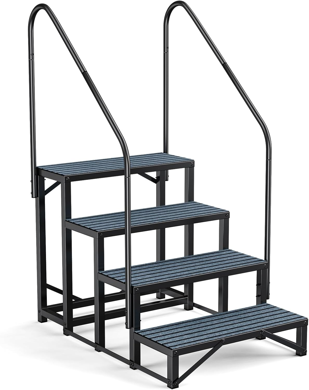 RV Steps Spa Steps with Handrail - 3 Step Hot Tub Steps Trailer Steps Mobile Home Stairs for 5Th Wheel RV, Trailer, Hot Tub, Pool, Porch with Non-Slip Mats