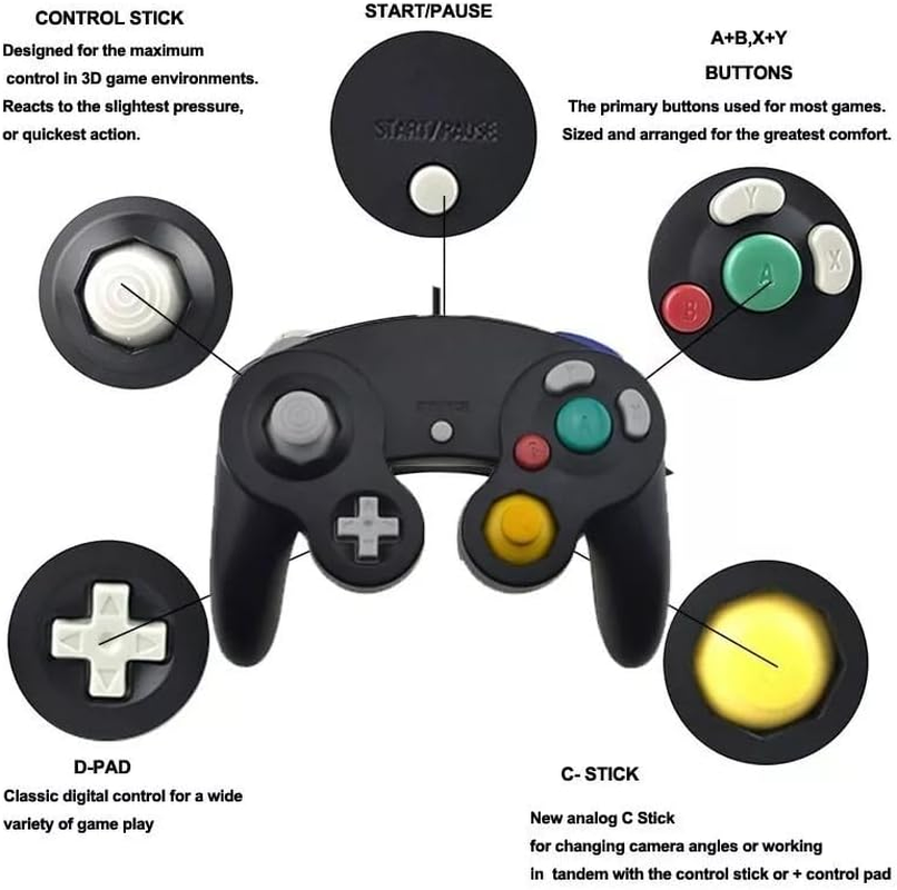 TAVICE Compatible Premium Dual Shock Gamecube Controller Gamepad Combatible for Nintendo Wii GC NGC image number 5