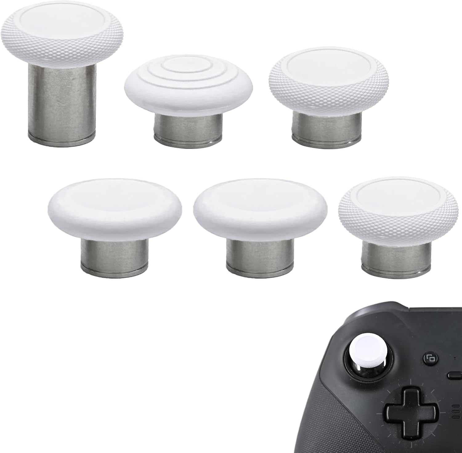 6 in 1 Swap Magnetic Thumbsticks Set for Xbox Elite Series 2 Controller,Replacement Joysticks Parts for Controller Elite Series 2/Elite Series 2 Core Controller(White) image number 1