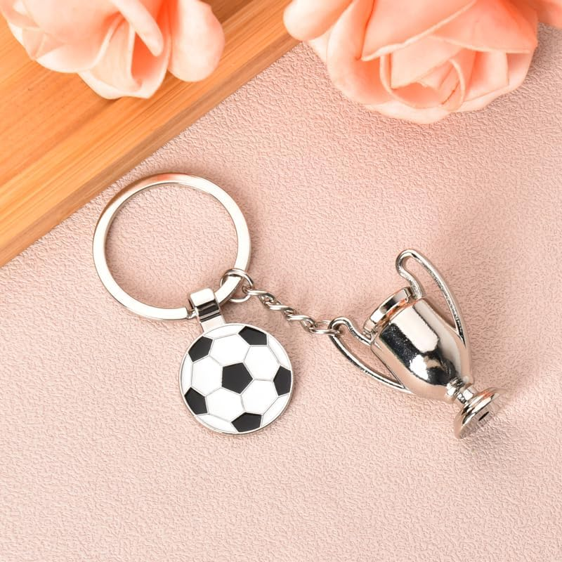Soccer Gifts Keychain for Girls Boys Football Keychain for Dad Mom Birthday Gifts for Soccer Players Gifts for Men Women Soccer Lovers Gifts for Football Championship Trophy Keychain image number 2