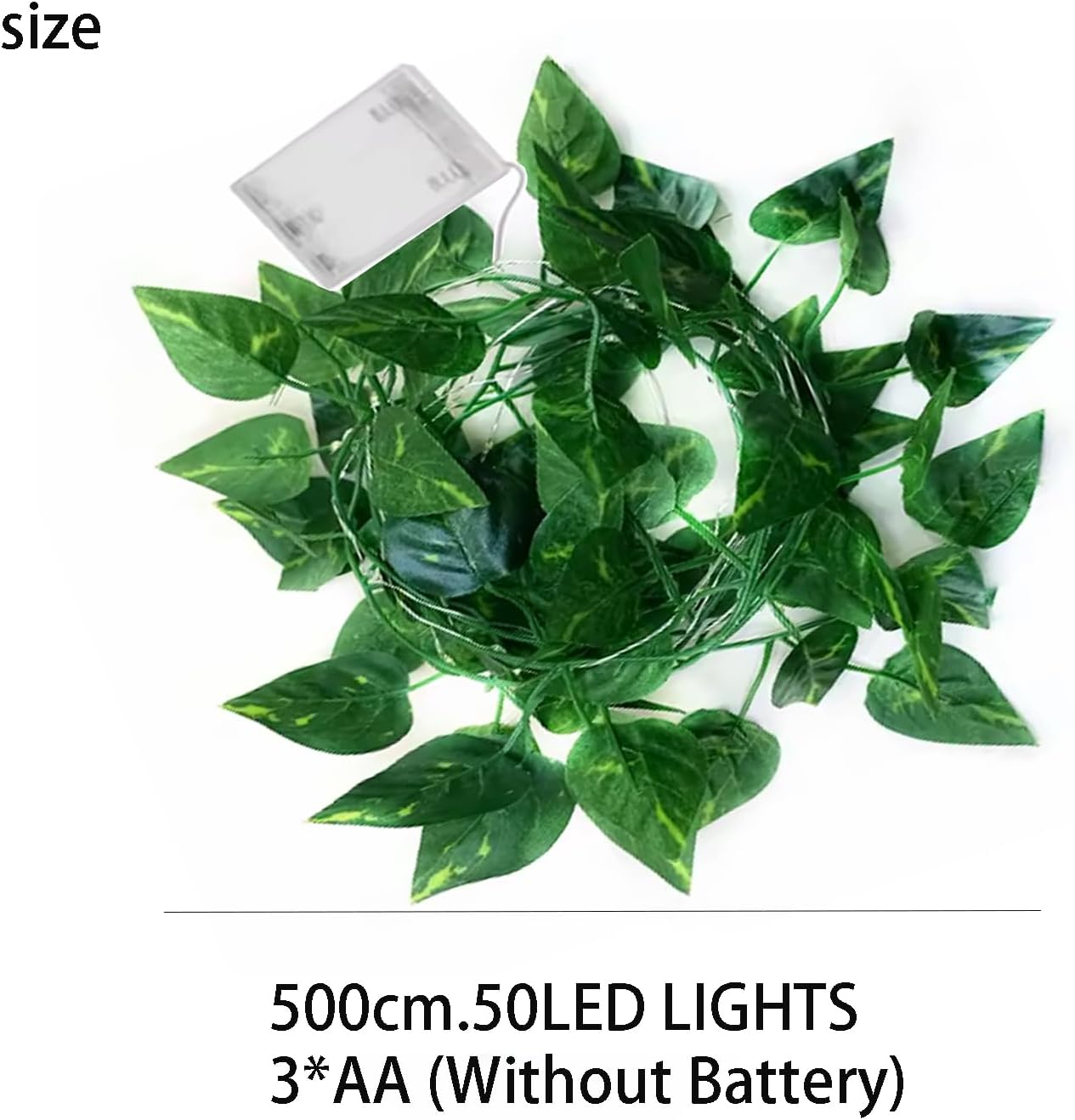 Roczential 5M 50LED Leaf Light String, Vine Light Battery Powered Green Leaf Garland Maple Leaf Fairy Lights for Indoor and Outdoor Decoration Garden Wedding Home Decor image number 1