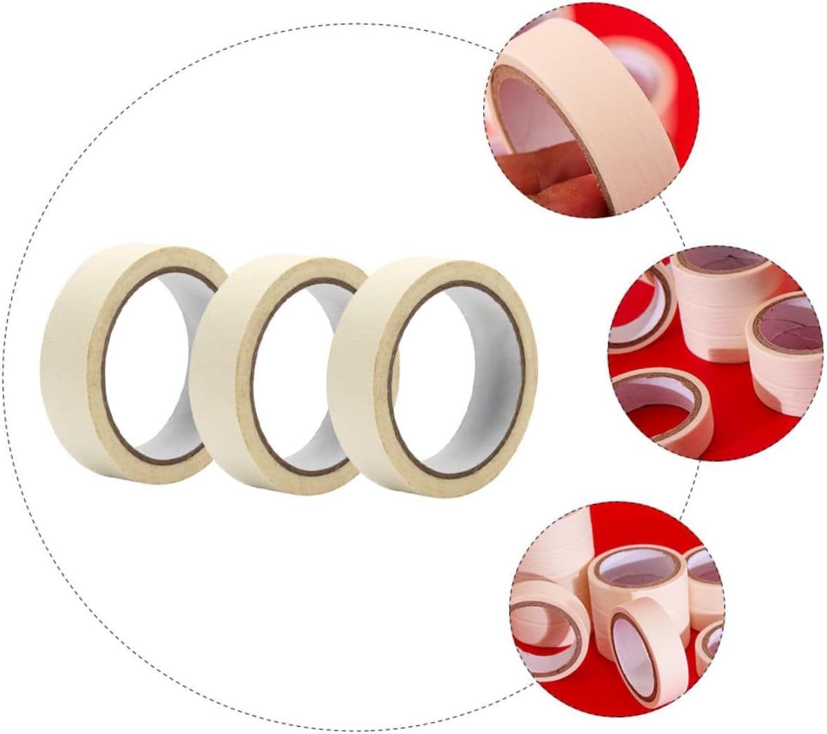 3Rolls Separation Marking Paper Tape Hand Tears Masking Tape for Painting Labeling Packing Craft image number 2