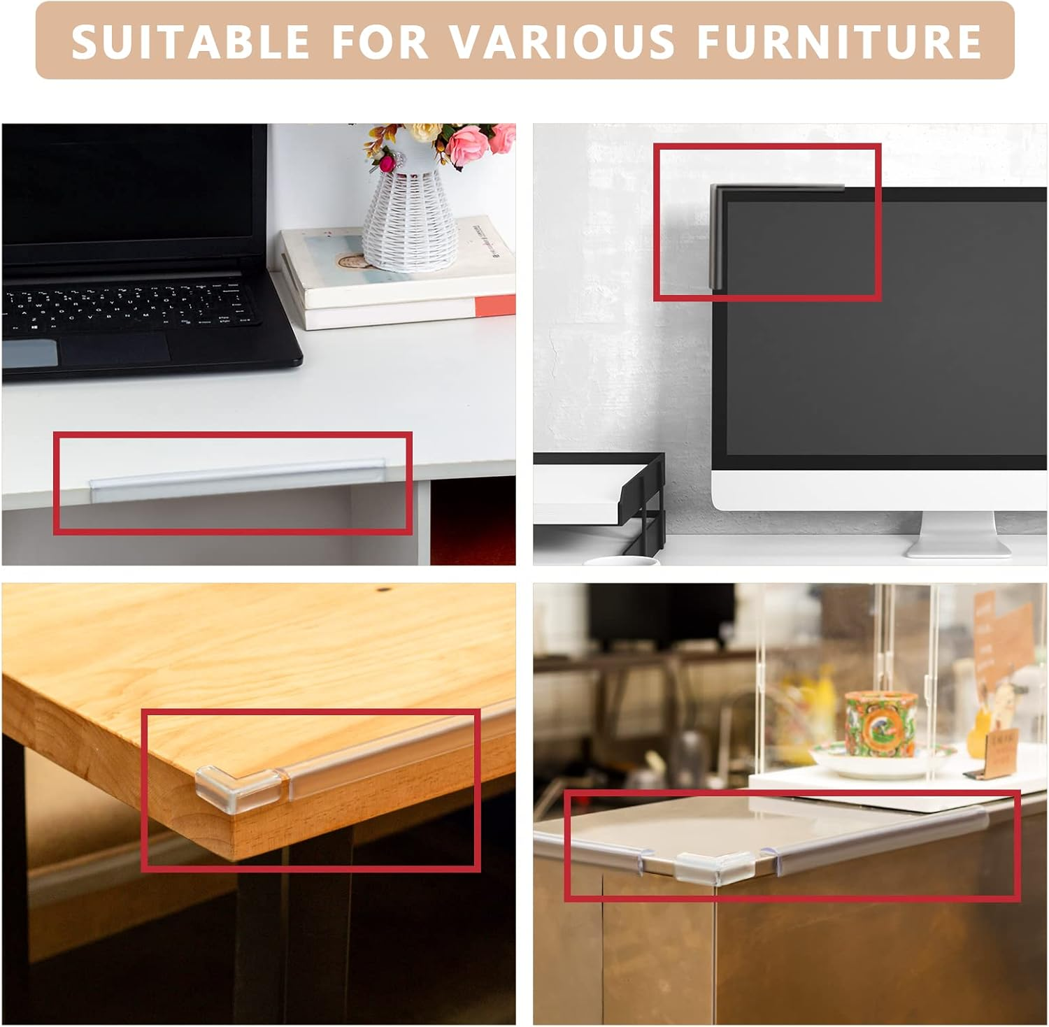 Baby Proofing, 20Ft(0.4X0.4In) Clear Furniture Edge Protector Strip, Edge Corner Guards,Safety Edge Protector Strip Clear, Silicone Soft Corner Protectors with Upgraded Pre-Taped Strong Adhesive image number 2