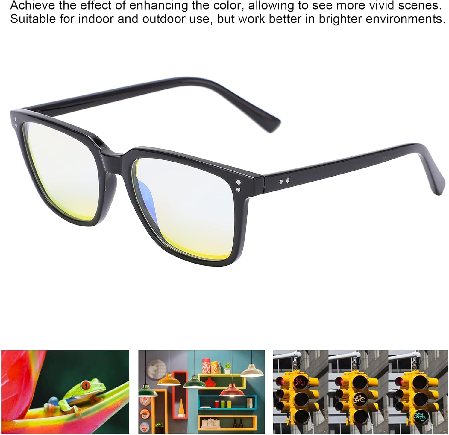 Color Blind Glasses, Full Frame UV400 Waterproof Red Green Colorblind Glasses, Colorblindness Correction Glasses for Men/Women, High Contrast Blind Correcting Glasses with Storage Case image number 1