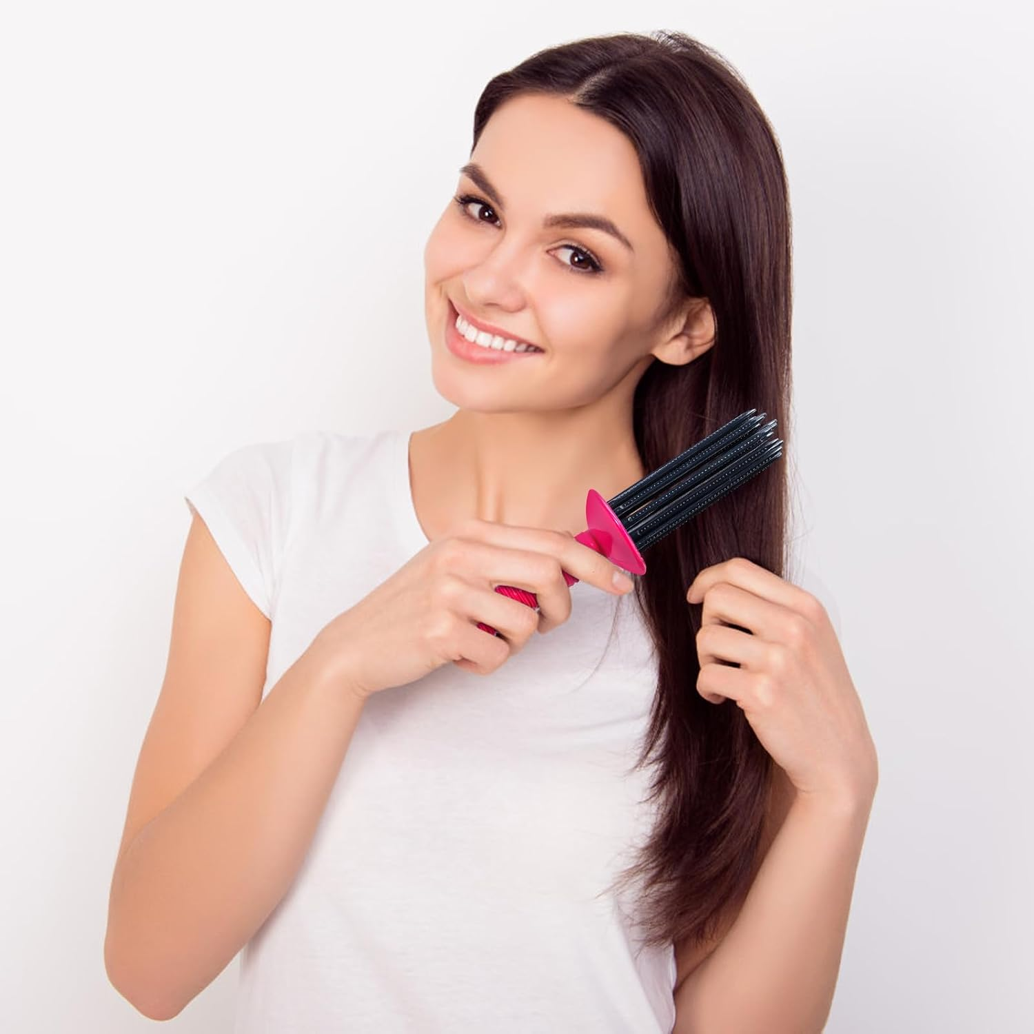 Hot Air Styling Brush, 9.6 Inch Heatless Curly Hair Brush for Fluffy Hair, Curlers for Travel, Home, Household Women Hot Air Combs for Fluffy Hair image number 4