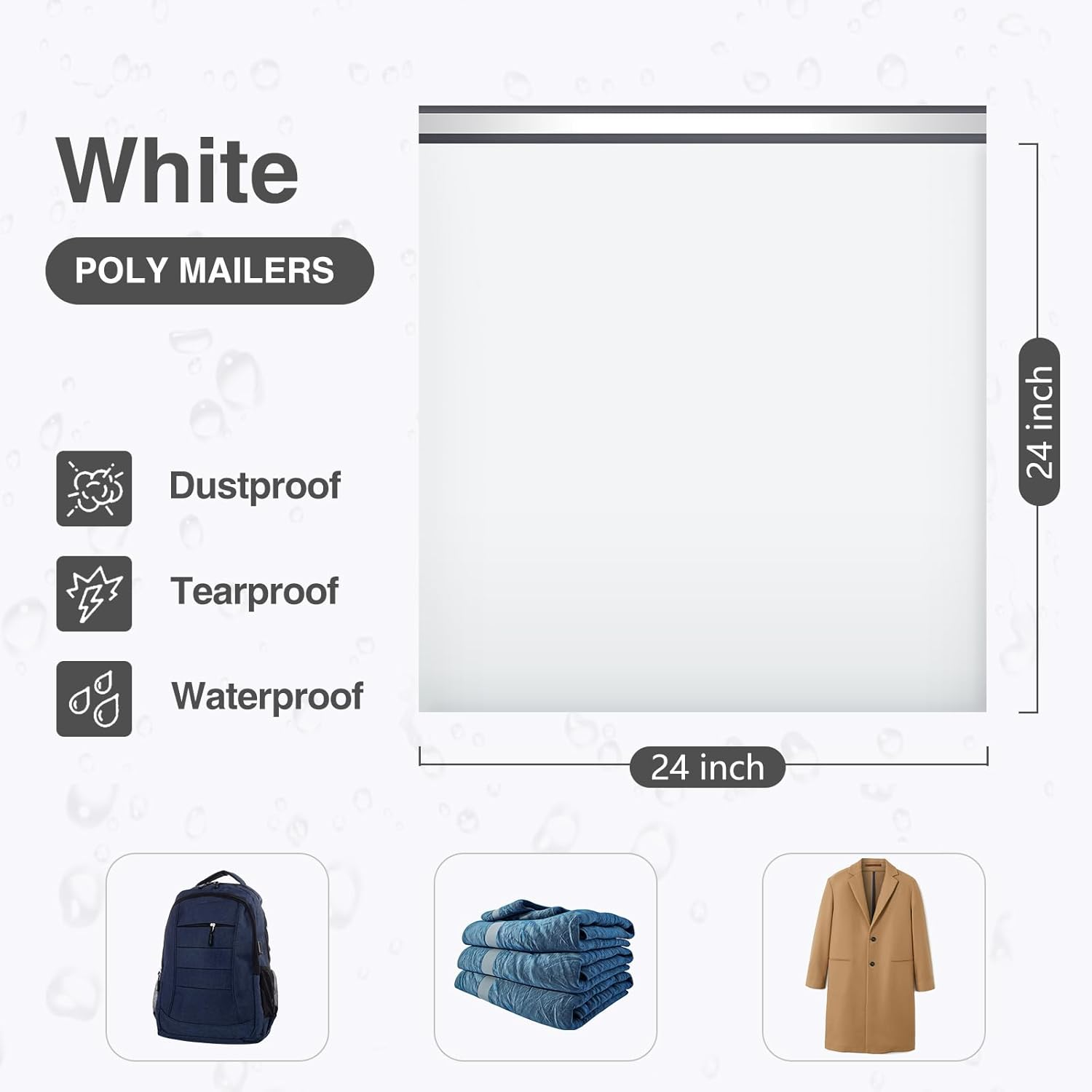 UCGOU Poly Mailers 24X24 Inch White 50 Pack Extra Large Shipping Bags Strong Thick Mailing Envelopes Self Seal Adhesive Waterproof and Tear Proof Boutique Postal for Clothing Quilt and More image number 5