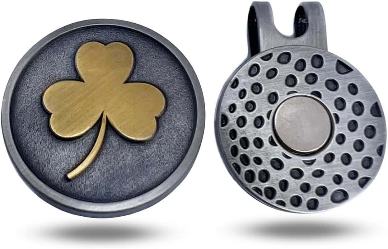 Full Metal Markers Shamrock Clover Unique Magnetic Metal Golf Ball Marker with Hat Clip - 2 Golf Ball Marker + 1 Hat Clip image number 3