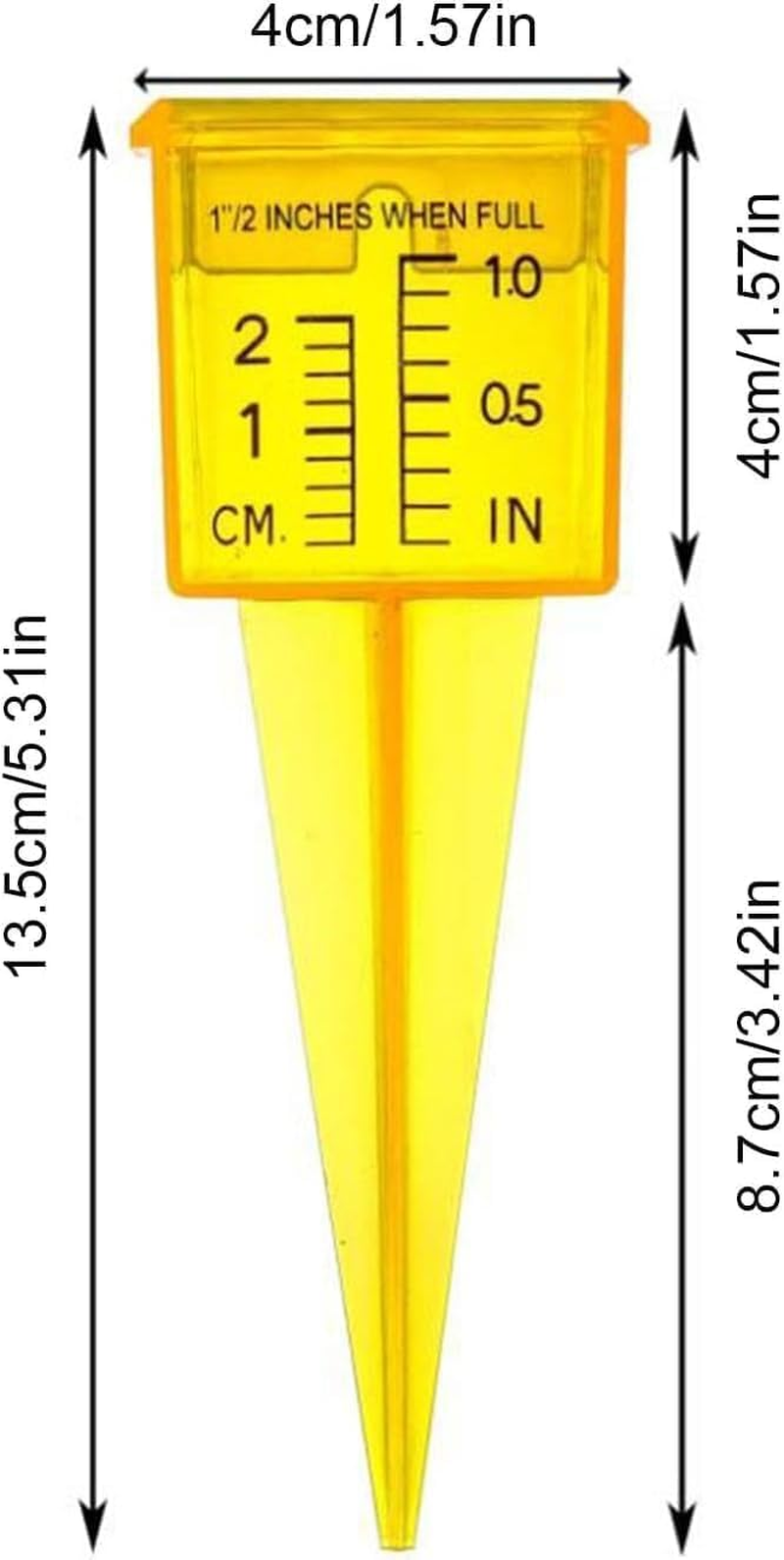 1.5" Rain Gauge/Sprinkler Gauge, Wide Mouth, Bright Yellow Outdoor Water Measuring Tool 10 Piece image number 1