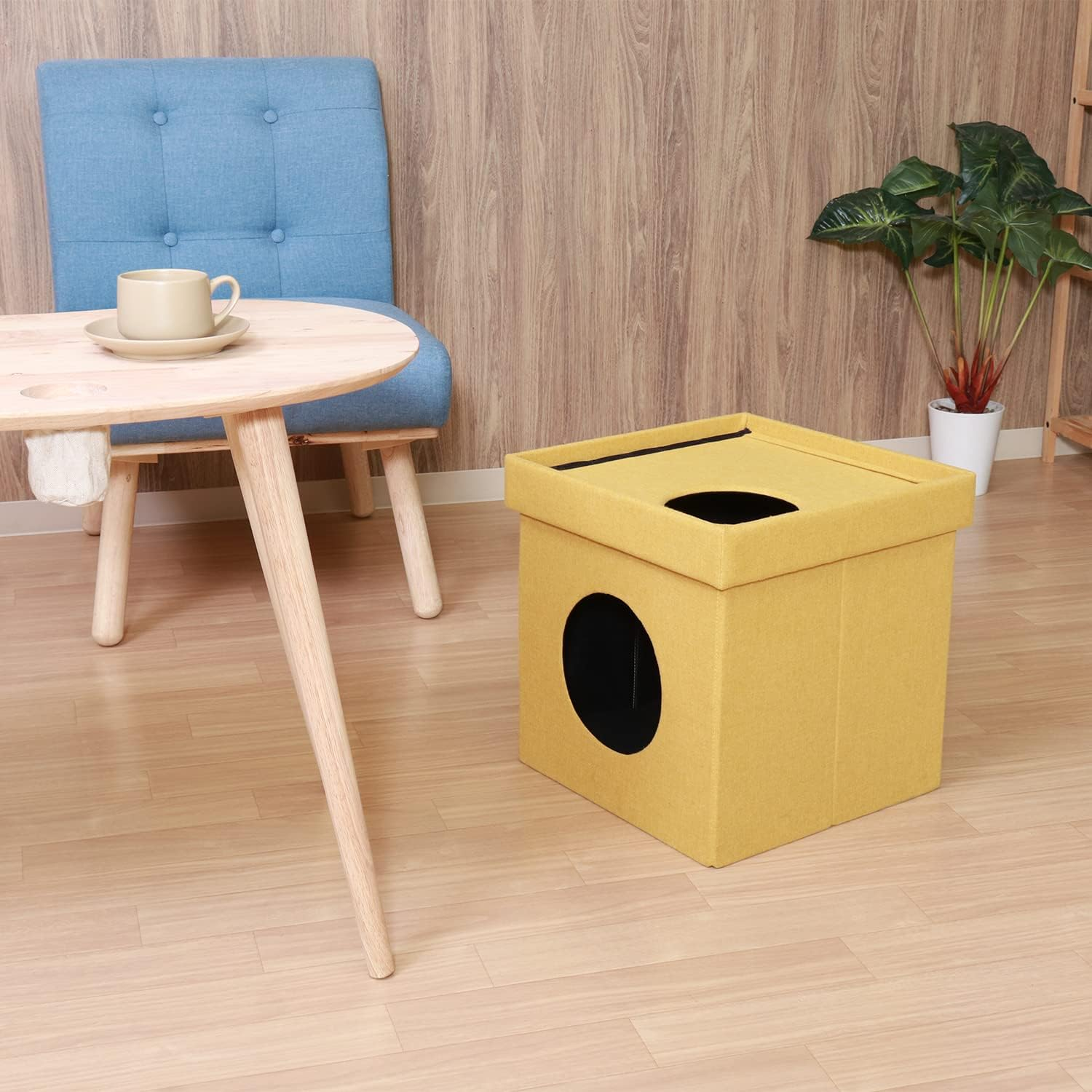 Fuji Boeki 53711 Pet House, Cat House, 2 Tiers, Width 14.8 X Depth 14.8 X Height 29.1 Inches (37.5 X 37.5 X 74 Cm), Red, Yellow, Bi-Color, Connected Type, Foldable, Cube image number 7