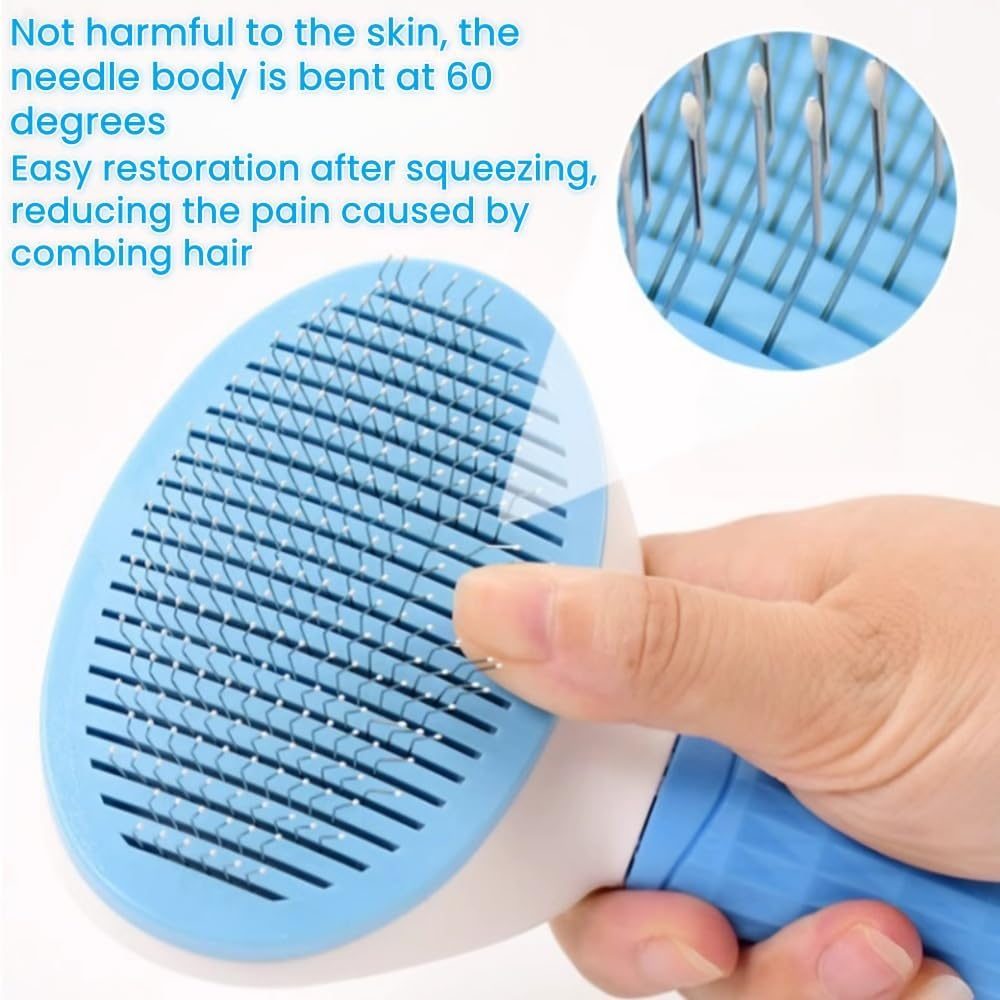 JRKOETY Cat Brush Self Cleaning, Ergonomic Handle,Slicker Cat Brush with Release Button,Tool Suitable for Cats and Dogs Pet Hair Cleaner, Easy to Remove Loose Undercoat ﻿ ﻿ image number 4