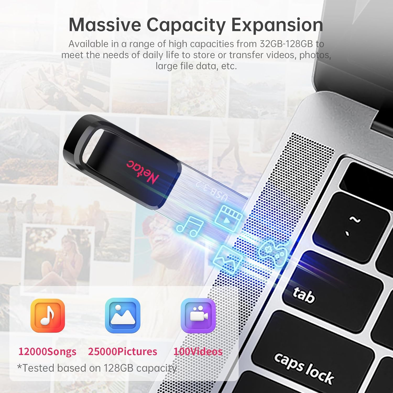Netac UM3 64GB Flash Drive USB 3.2 Interface Read Speeds up to 120Mb/S Metal Enclosure for Computers In-Vehicle Devices Game Consoles and Other Devices image number 6