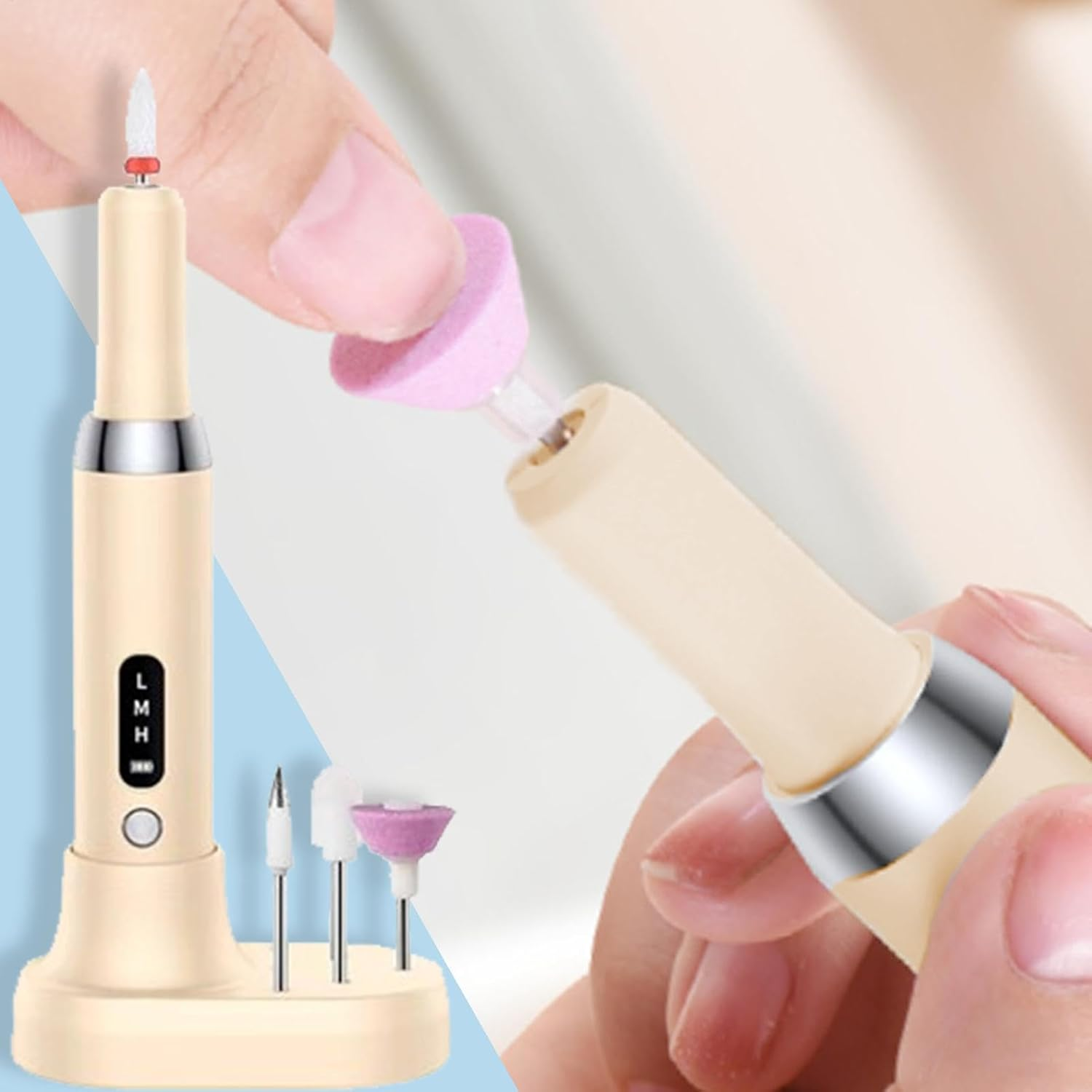 Electric Nail Drill Kit - Electric Nail File for Acrylic and Natural Nails | Nail File Machine with Multiple Heads, Adjustable Speed and Wireless, Nail Sander A - Pink image number 6