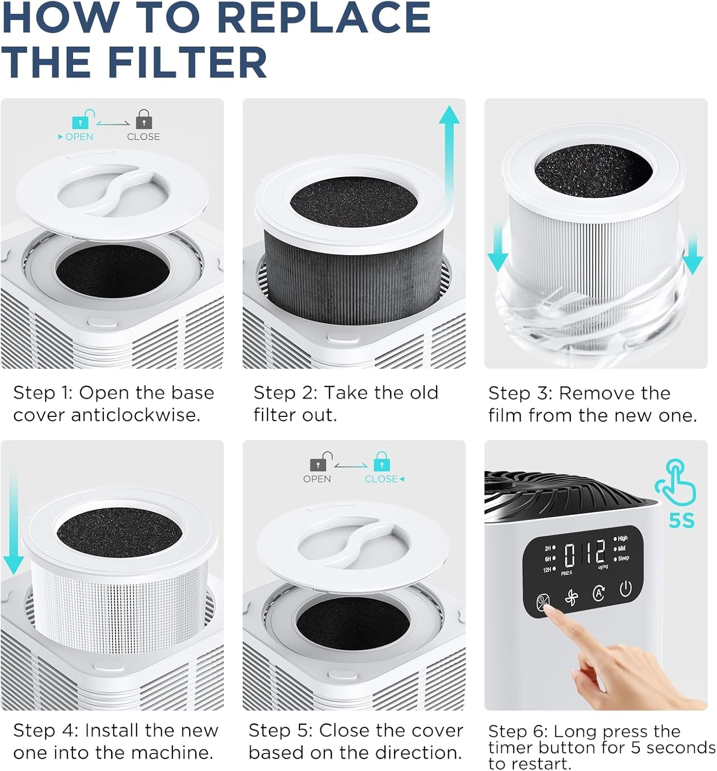 Air Purifier Filter Astraio-Ap003, H13 True HEPA Air Cleaner Filter, 1*Piece image number 1