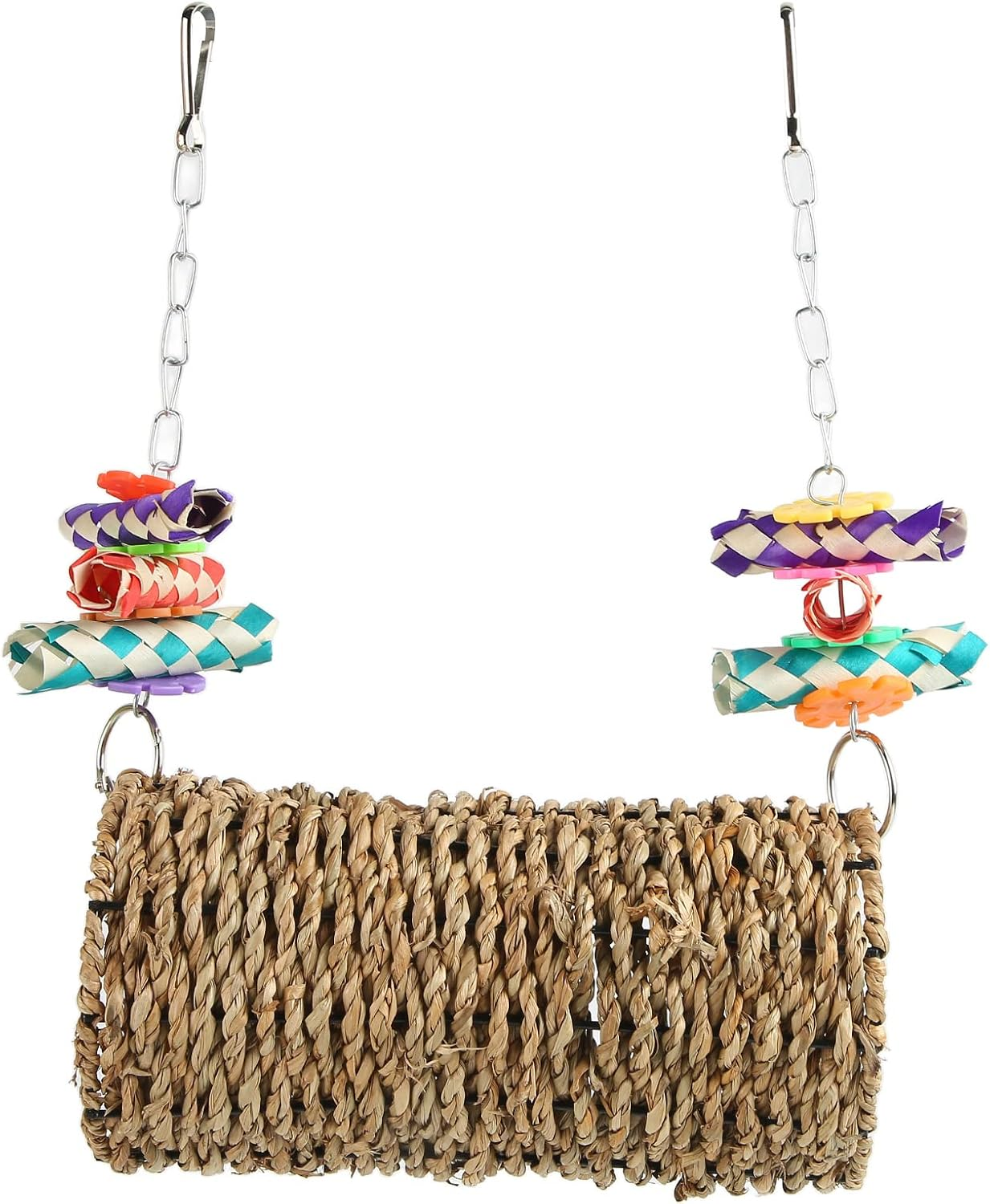 Parrot Grass Tunnel, Seagrass House Chewing Relaxing Swing Toy with Hole and Hook, Nest Snuggle Hut for Parrot Cockatiel Budgie Hamster image number 2