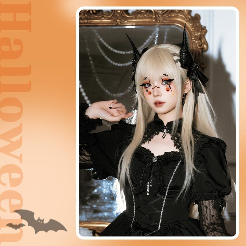 Halloween Face Eye Tattoo Sticker Pumpkin Bat Costumes Accessories for Women Halloween Cosplay Masquerade Party Bloody Eyeliner Stickers Temporary Makeup Tattoos for Girls image number 2