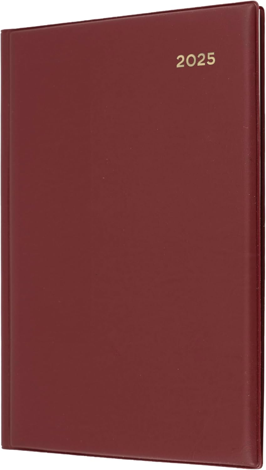 Collins Belmont Desk - A5 Week to View Calendar Year Diary/Planner - 2025 Burgundy