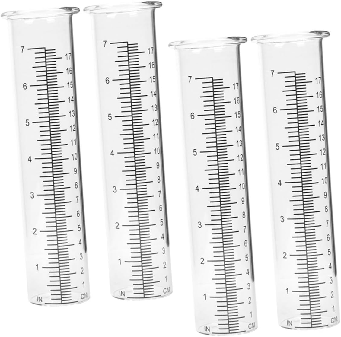 Ibasenice 4Pcs Transparent Rain Gauge Tubes with Design and Stand Clear Portable Rain Measure Tools for Garden Lawn Plant Moisture Monitoring image number 2