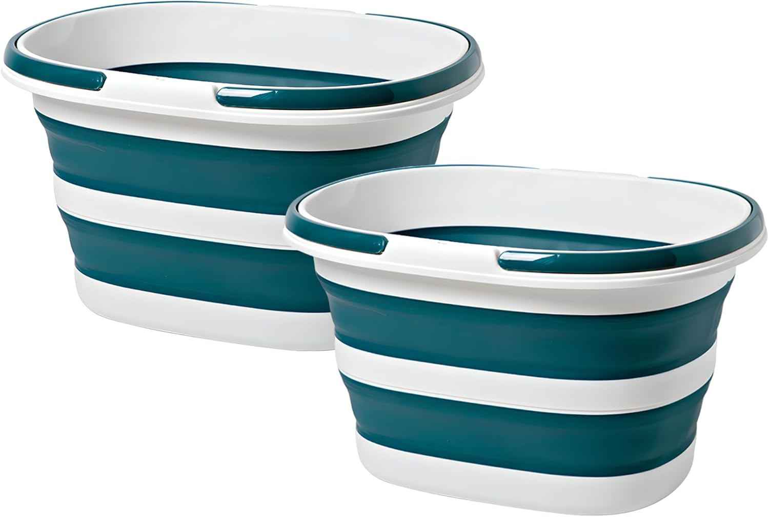 Foldable Bucket 16L/28L with Handle Cleaning Bucket Foldable for Camping, Fishing, Cleaning, Car Washing, Soft Large Capacity Lightweight Stylish (Grey, 16L &times; 2)