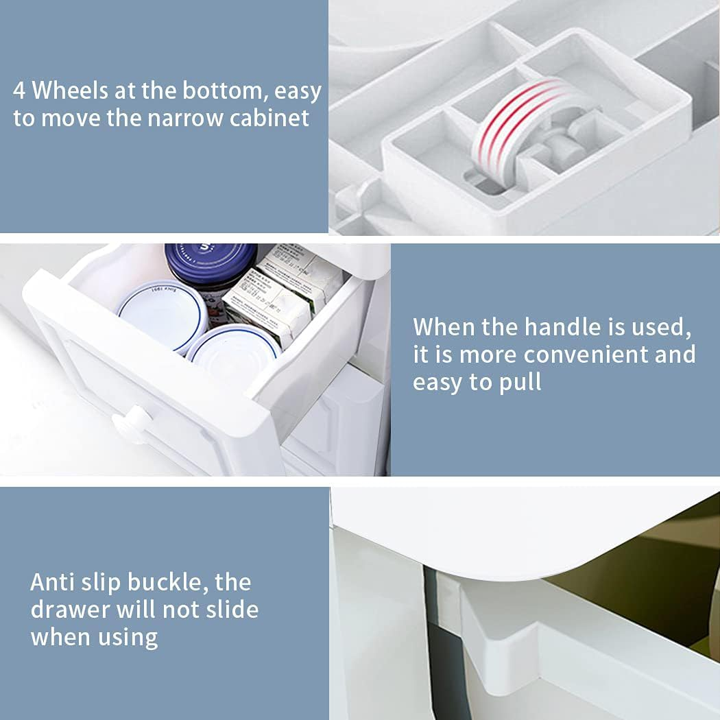 Conworld Super Light Weight Slim Plastic Bathroom Storage, Self-Assembling Bathroom Organizer 5 Tier Slim Storage Cart with 4 Wheels (Product Comes with Installation Instructions and Video) image number 1