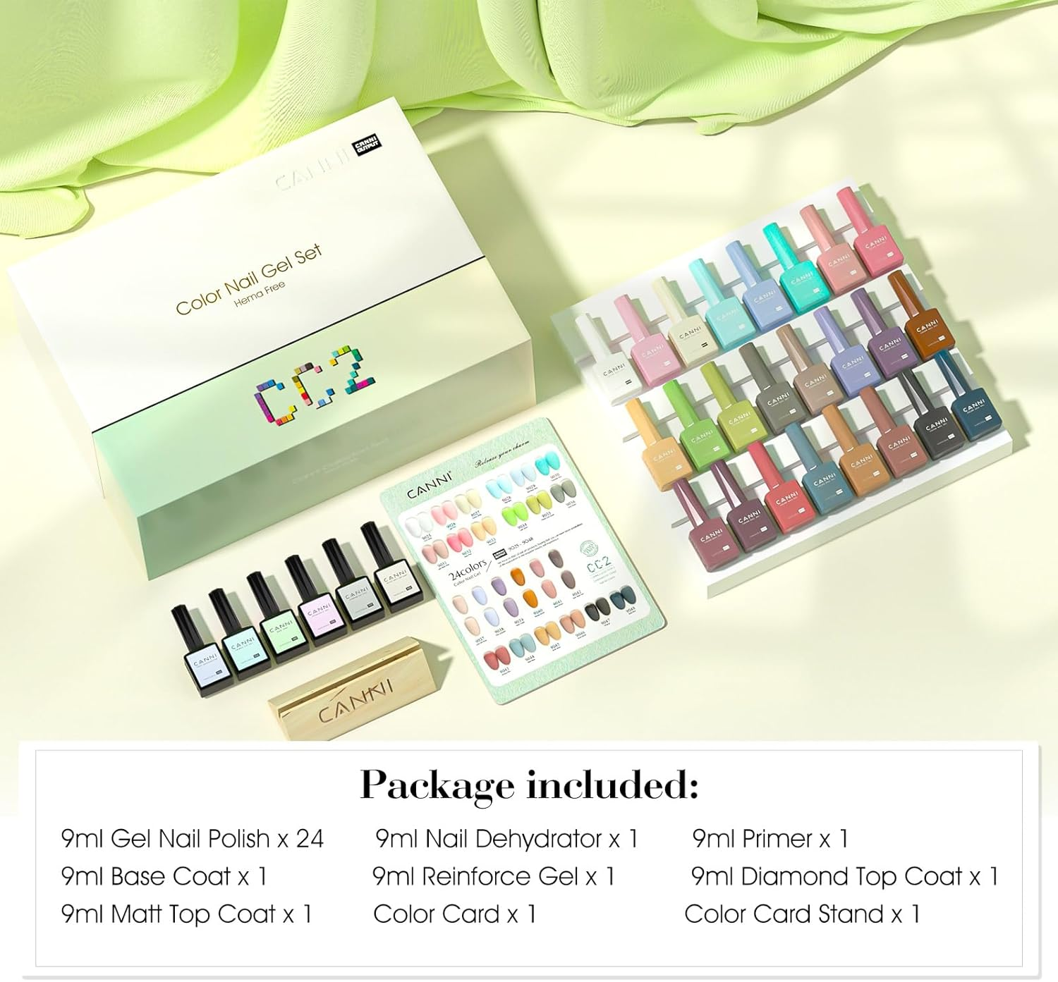 CANNI CC2 Gel Nail Polish Set, 30 Pcs 9Ml White Pink Nude Blue Pastel Gel Polish Kit Soak off LED Natural Nail Polish Set Nail Art Starter Manicure Salon DIY at Home