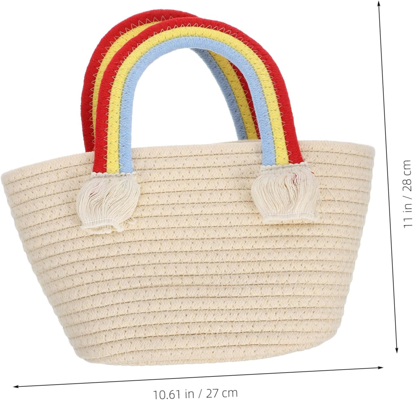 Unique Woven Basket Cotton Handbag for Women Vacation Beach Bag Basket image number 3