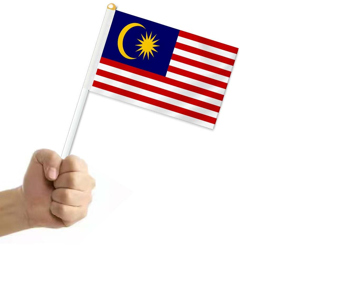 10 PCS Malaysia Handheld Small Flag, Malaysians Hand Held Mini Decor Decoration Banner