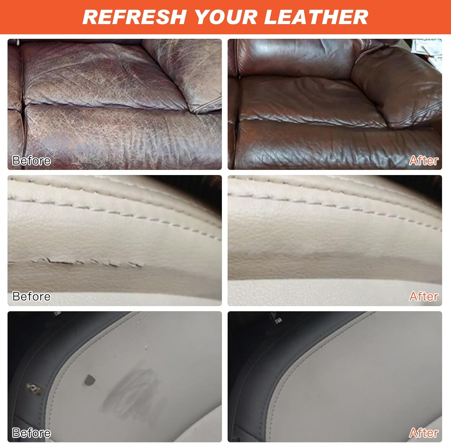 White Leather Repair Filler 3.38Oz Leather Repair Kit for Leather Restorer Scratch, Cracks, Scuffed（Only for Filling） image number 4