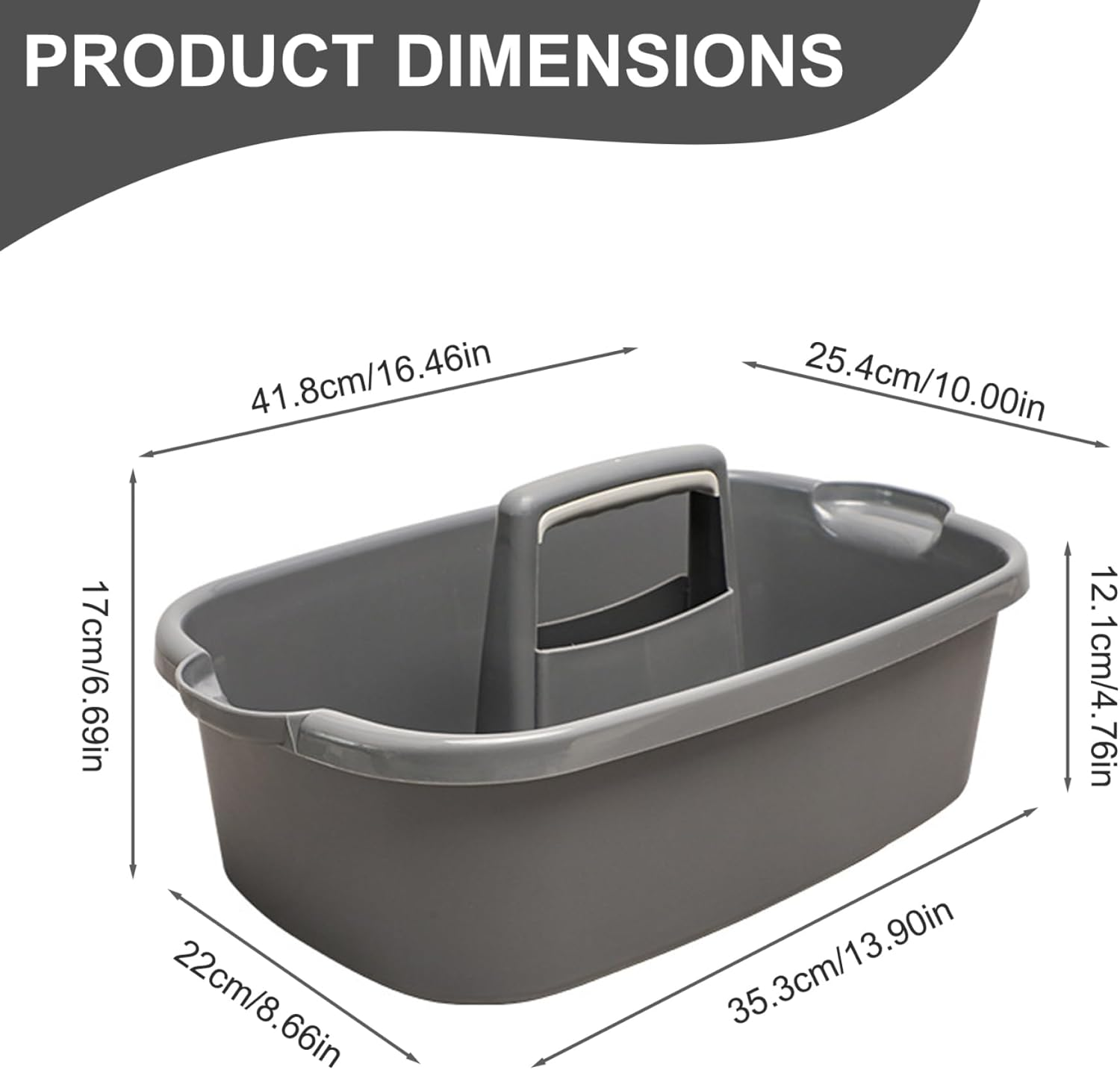Plastic Cleaning Caddy with Handle, Cleaning Supplies Caddy, Cleaning Supply Organizer with Handle, Large Plastic Bucket, Portable Shower Basket Tote, Gray. image number 4