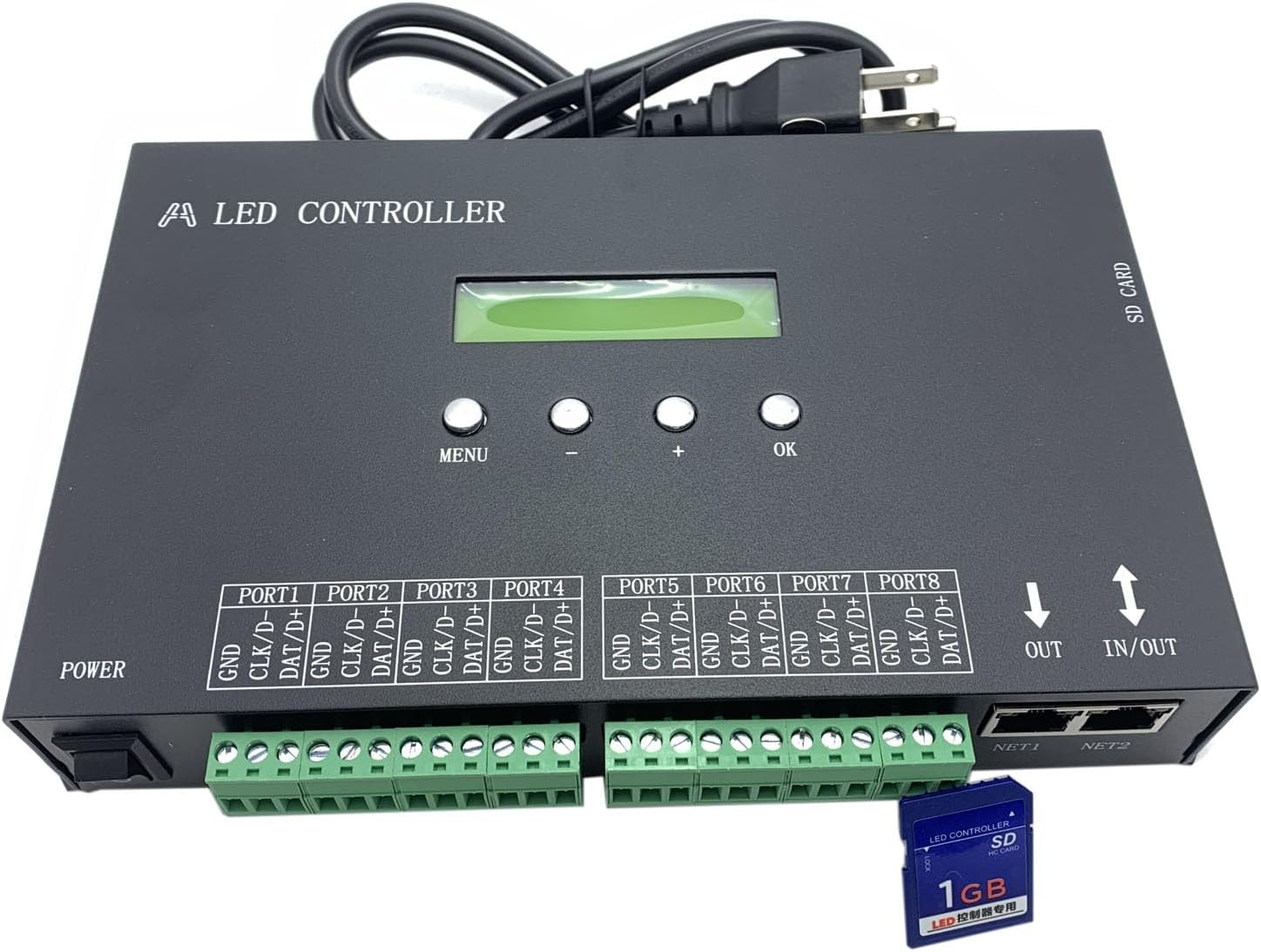 H807SA 8CH Artnet/Dmx to Spi LED Pixel Controller with SD Card for Ws2811 Ws2812B Ws2815 Ws2813 Apa102 LED Strip image number 4