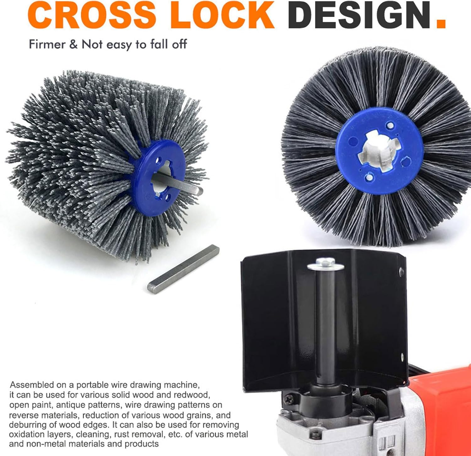 Burnishing Polishing Machine Kit, 80 Grit Electric Sander Polisher Angle Grinder Attachment with 2 Polishing Wheels, M14 Handheld Metal Burnishing Machine for Wood Metal Grinding image number 2