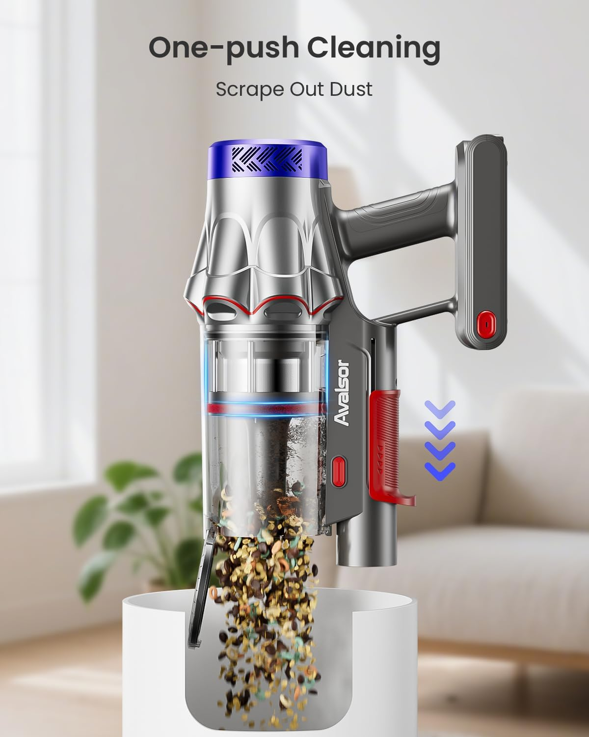 Cordless Vacuum Cleaner, 50Kpa 600W 65Mins Vacuum Cleaner for Home, Anti-Tangle Self-Standing Stick Vacuum with Scented Tablet, Upgraded Dust Cup Scraping, Vacuum Cordless for Pet Hair/Carpet/Floors image number 6