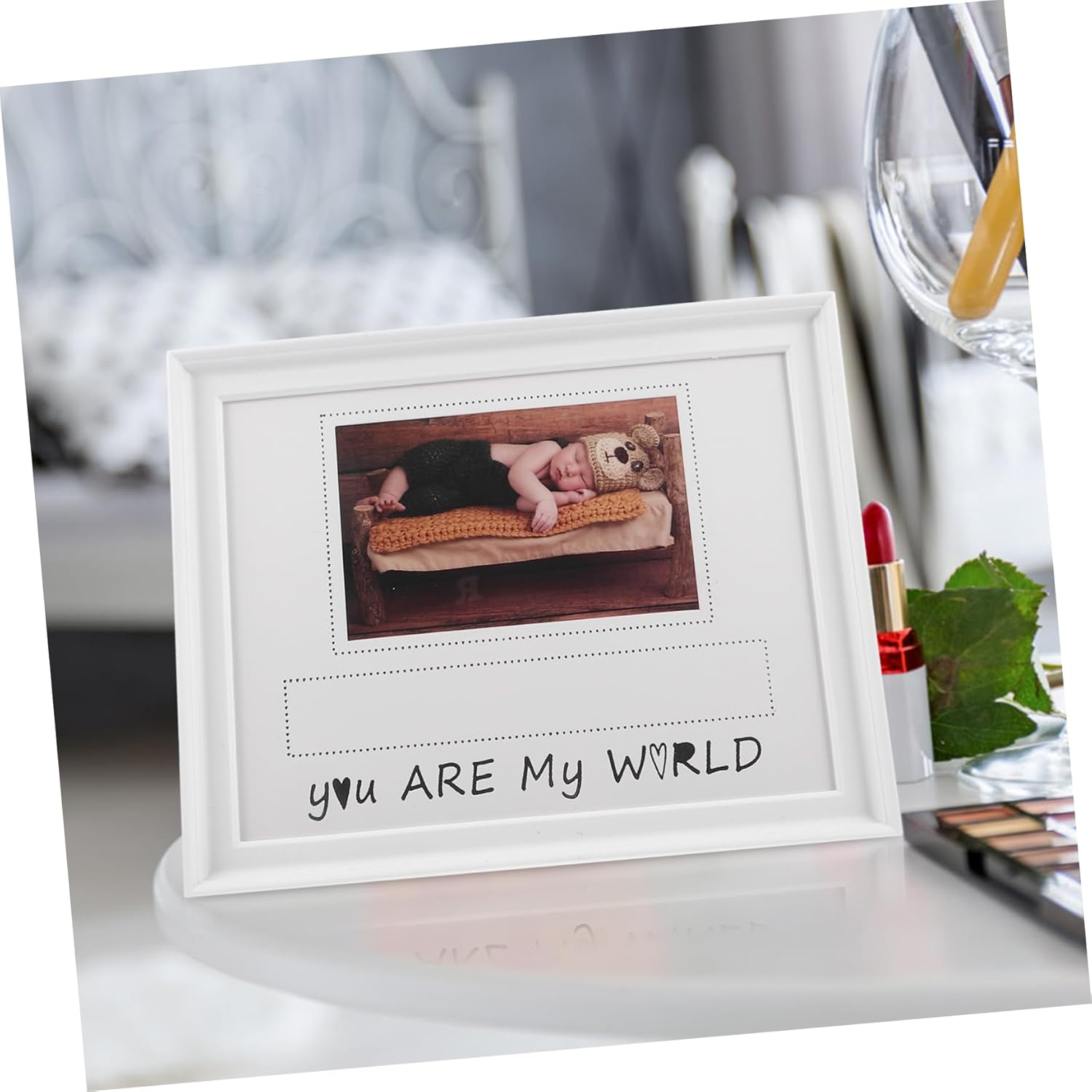 Yardwe 5Pcs Picture Frame with Birth Bracelet Holder White Newborn Keepsake Display Home Decor for Nursery Living Unique Shower Gift