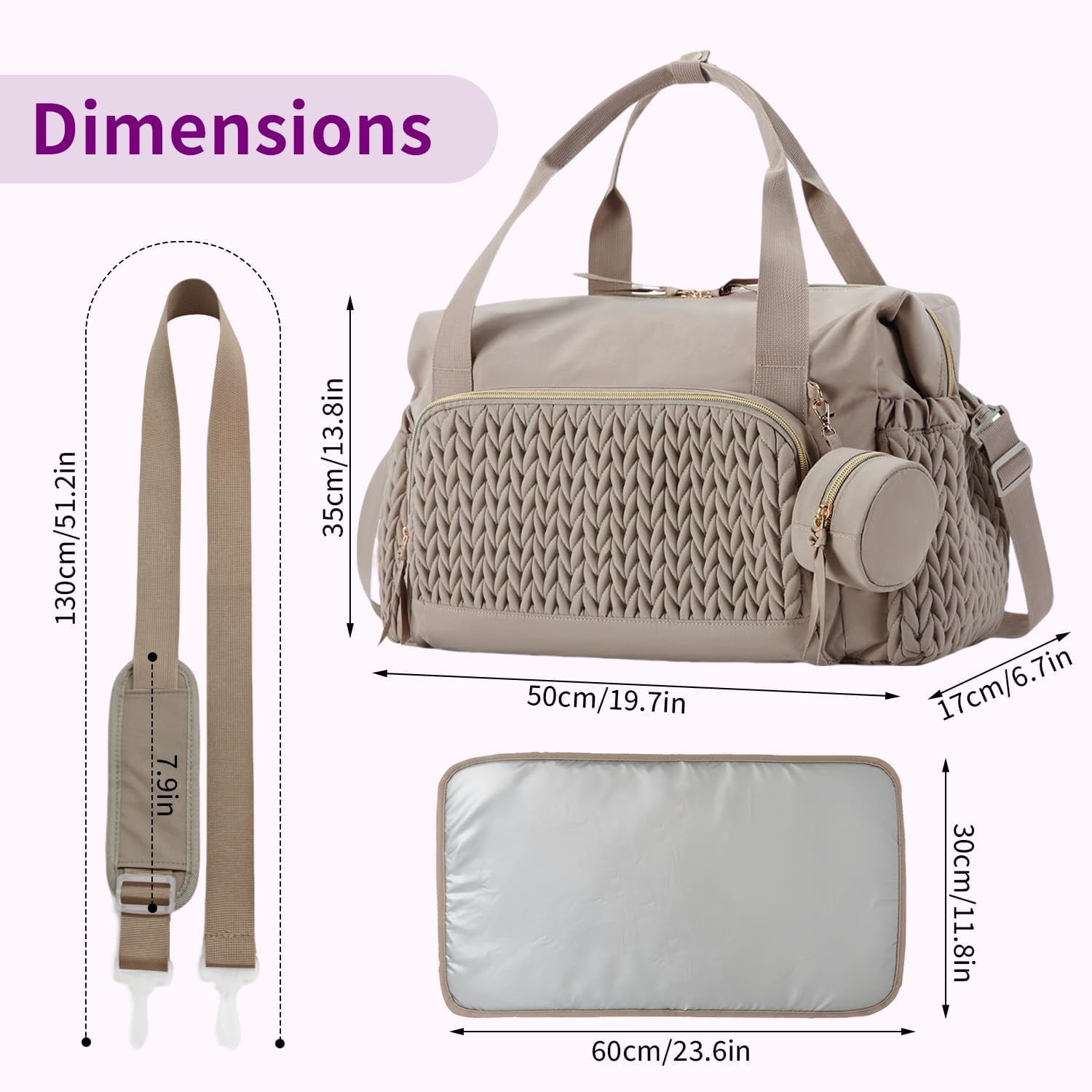 Spacious Baby Diaper Carryall with Large Storage for Travel and Maternity Use, Equipped with Soother Case and Eco-Friendly Material image number 4