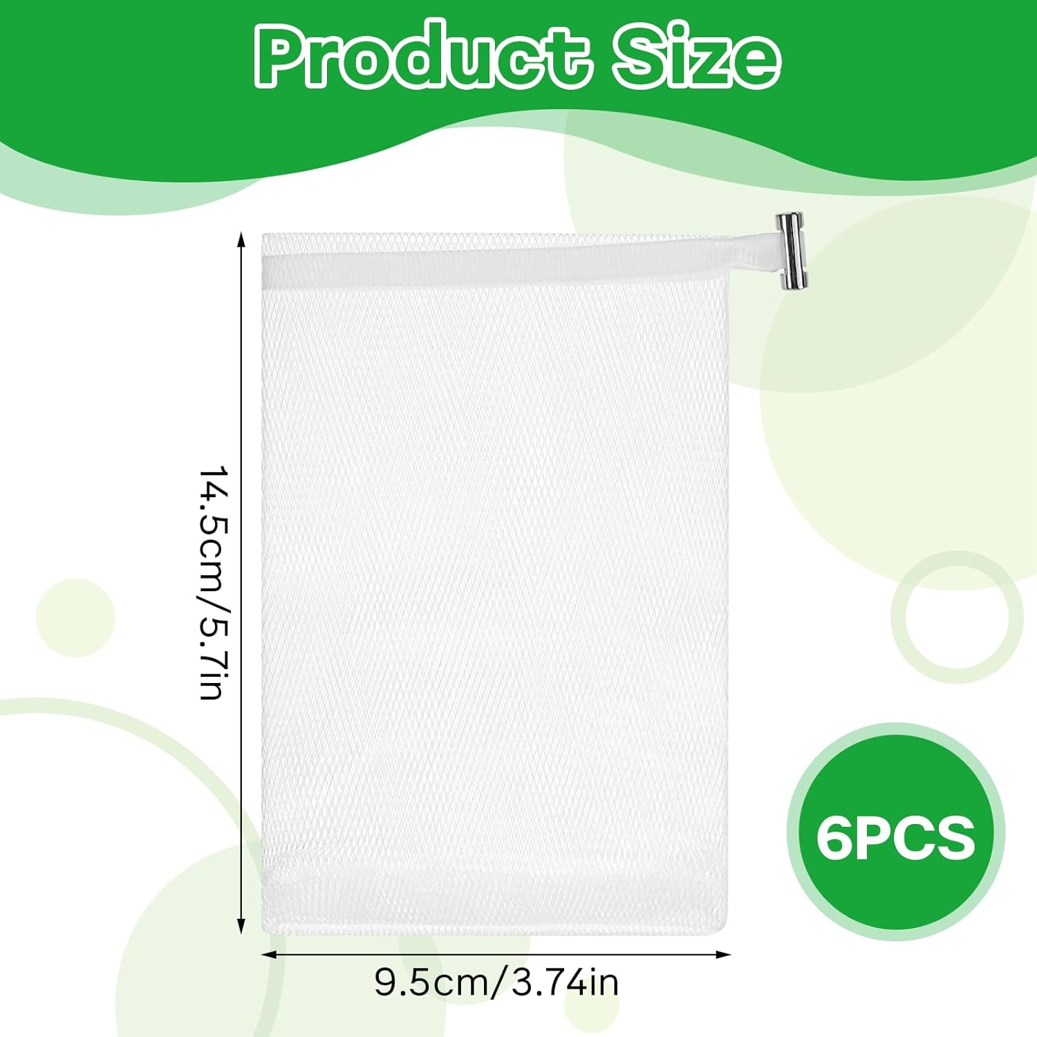 6 PCS Exfoliating Mesh Soap Pouch Soft Soap Bag with Drawstring for Shower Double Layer Thicken Foam Net Bubble Foam Net Soap Sack Saver Pouch, White image number 6