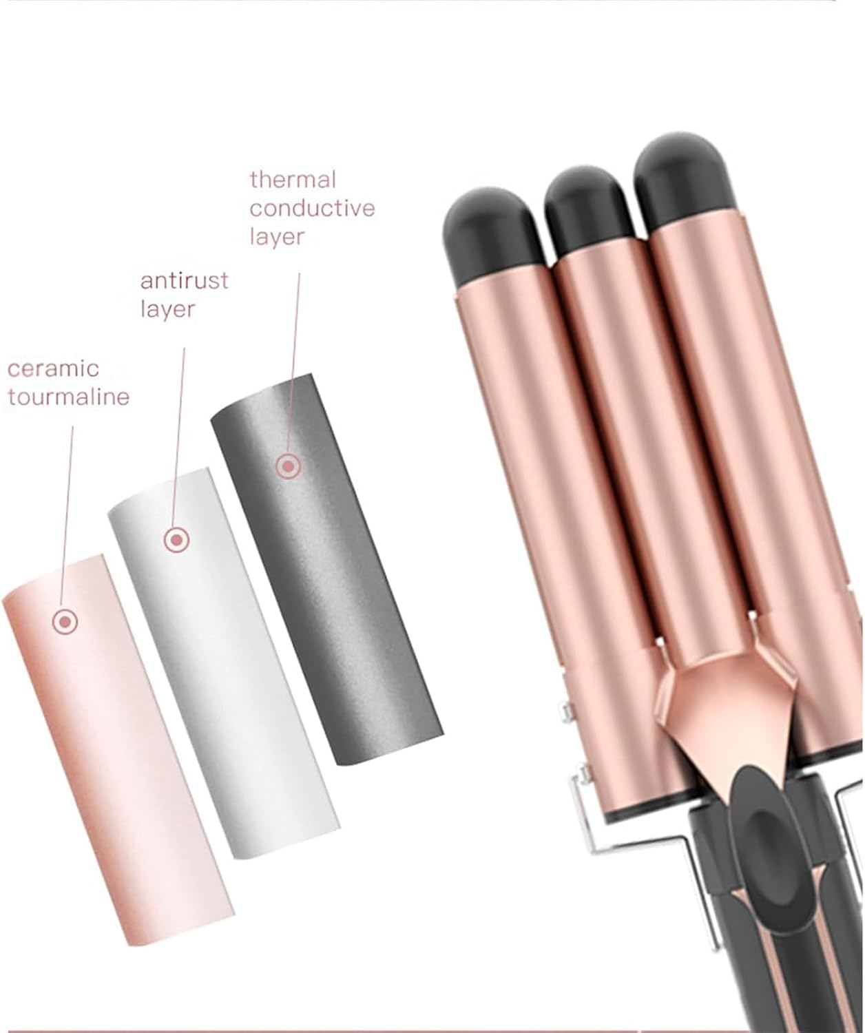 Homodoskey Curling Wand Set, 5 in 1 Hair Curler with 5 Interchangeable Wand Ceramic Barrel(9-38Mm), with LED Temperature Adjustment and Fast Heating in All Hair Type, Include Heat Resistant Glove image number 6